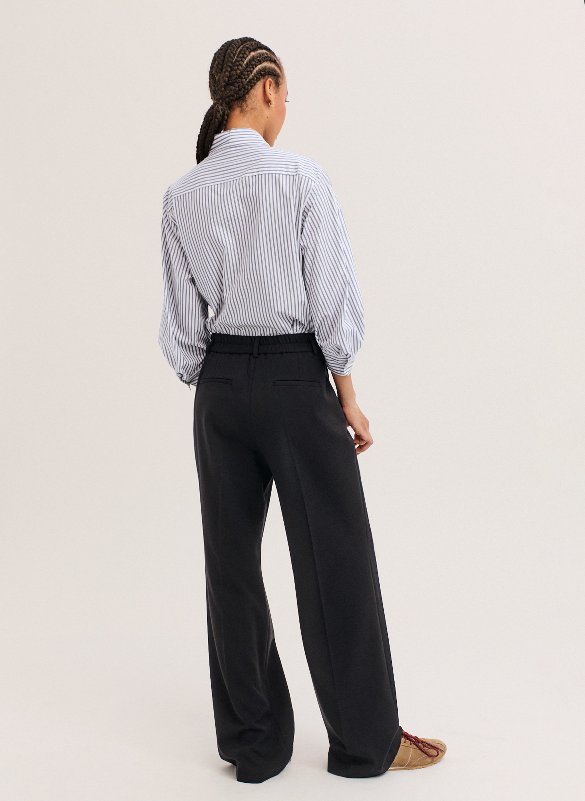Pantalon large taille haute PABLO Marron
