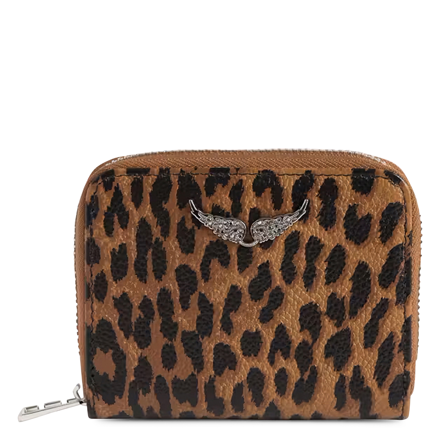 Leopard-Print Leder Reißverschluss Geldbörse ZADIG&VOLTAIRE Braun