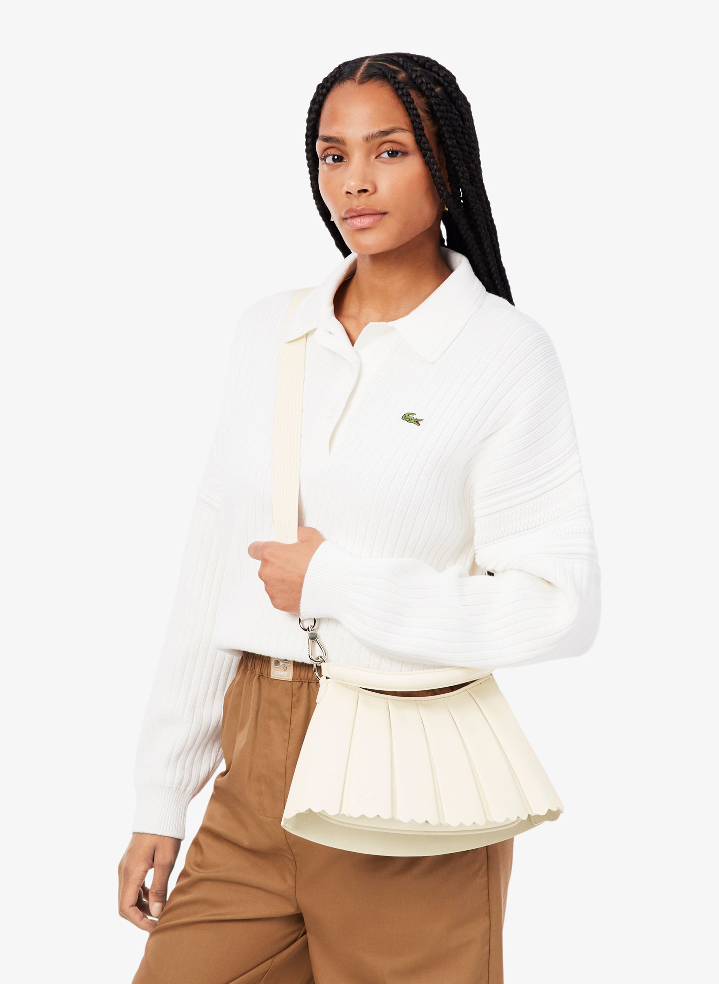 Sac à main petit Lenglen en cuir LACOSTE Grun