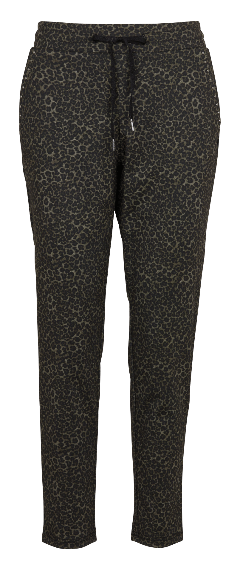 Schmale High-Waist-Leopard-Jogginghose LE TEMPS DES CERISES Grun