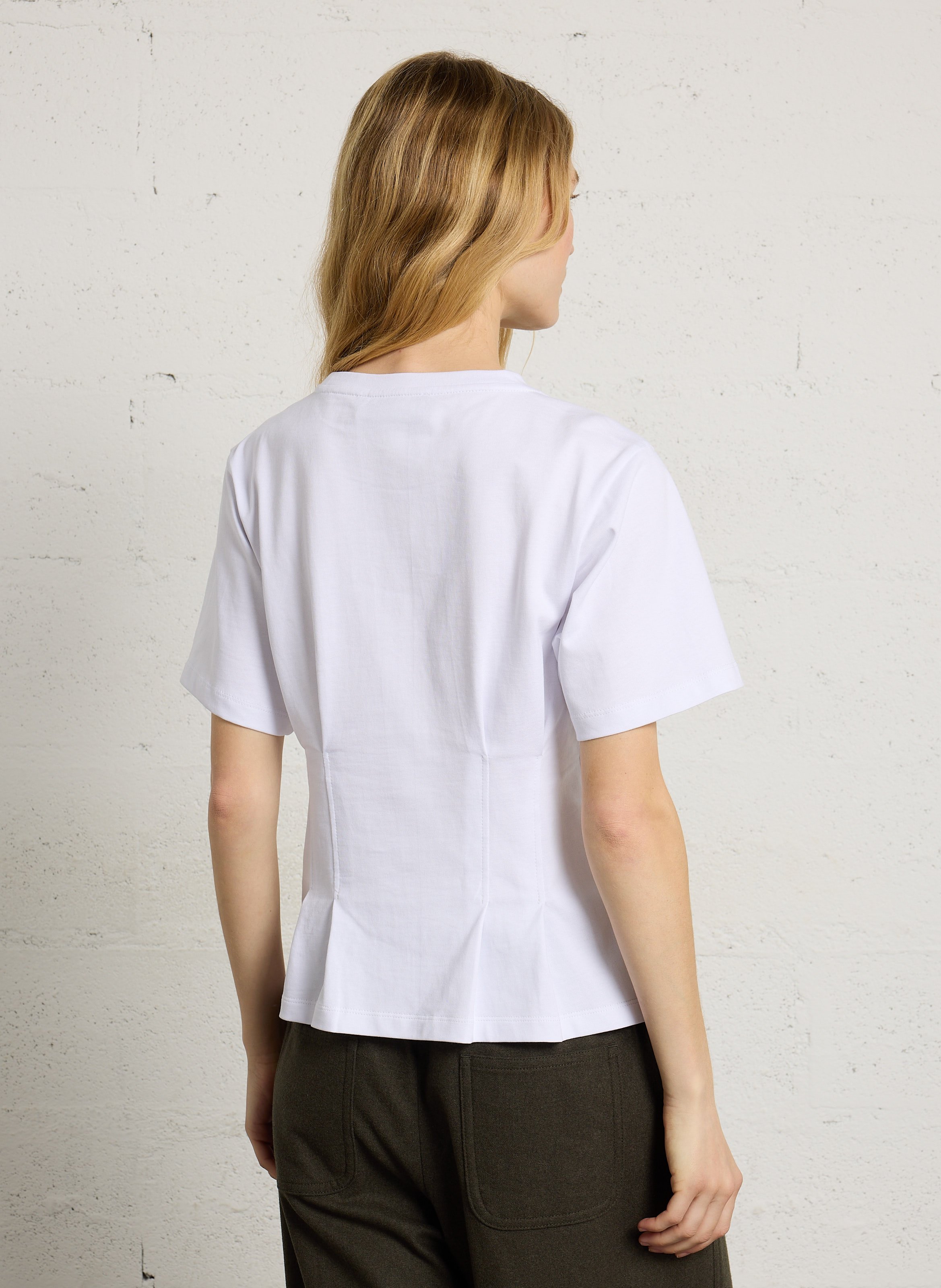 Tee-shirt cintrée en coton mélangé BERENICE Blanc