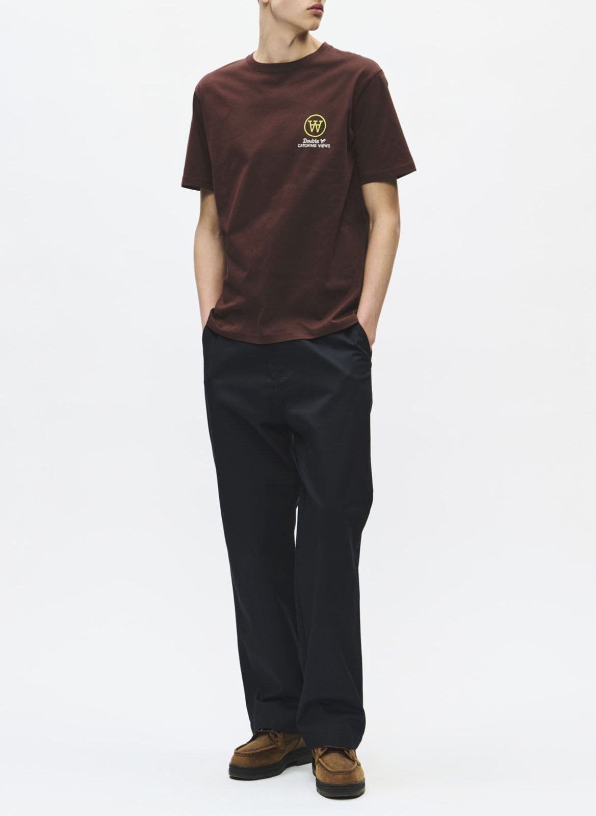 Tee-shirt col rond en coton WOOD WOOD Rouge