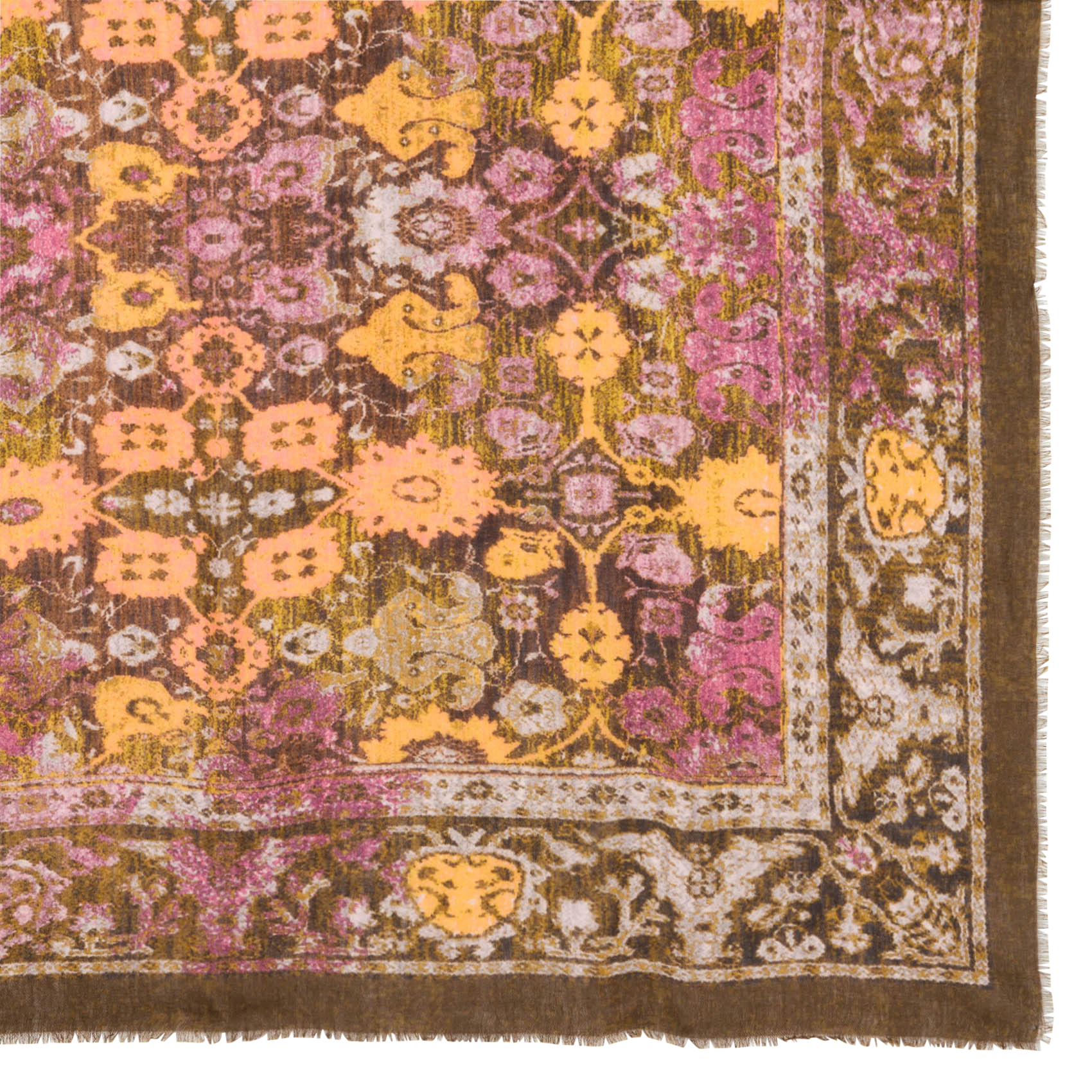 Foulard van wol en zijde met bloemenprint SUD EXPRESS Oranje