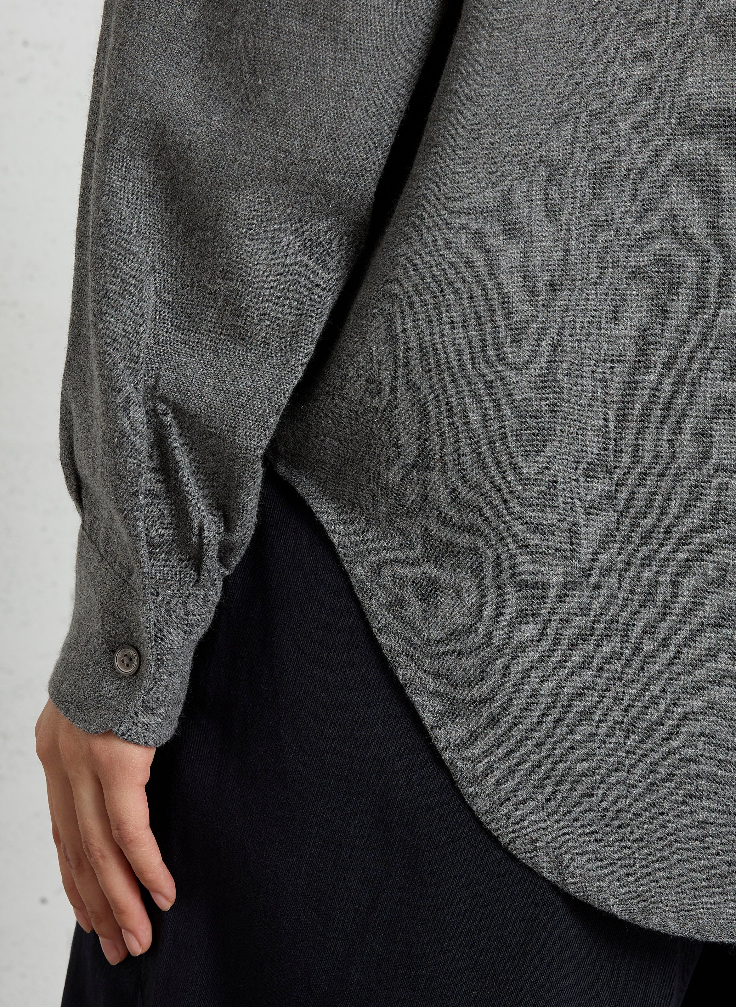 Chemise col officier en coton LAURENCE BRAS Gris