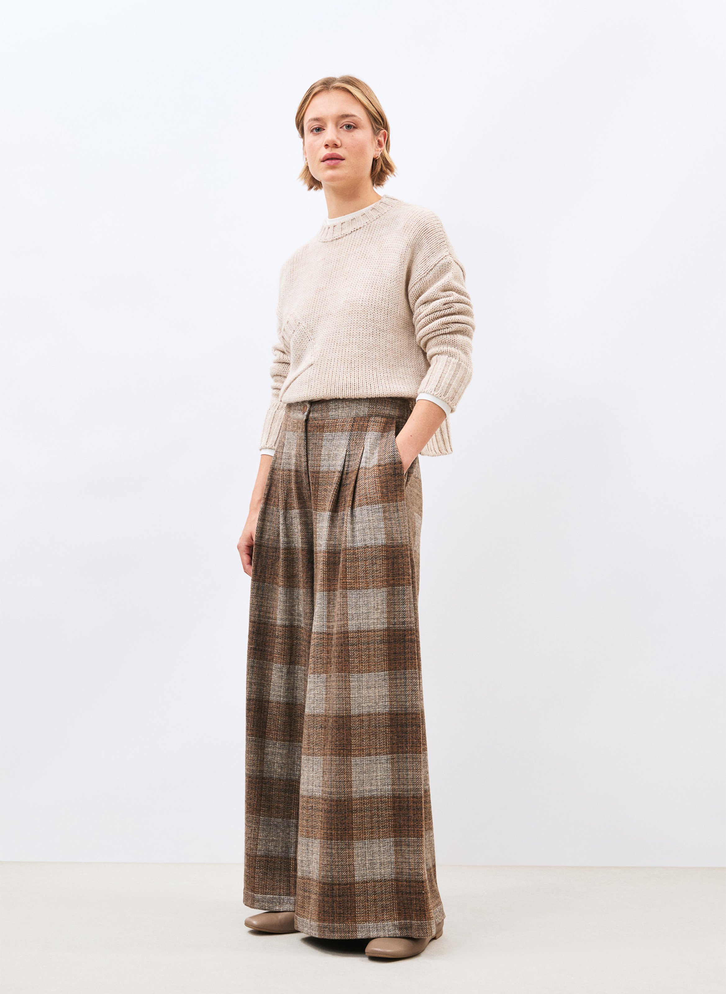Wide-leg patterned pants HUMILITY Brown