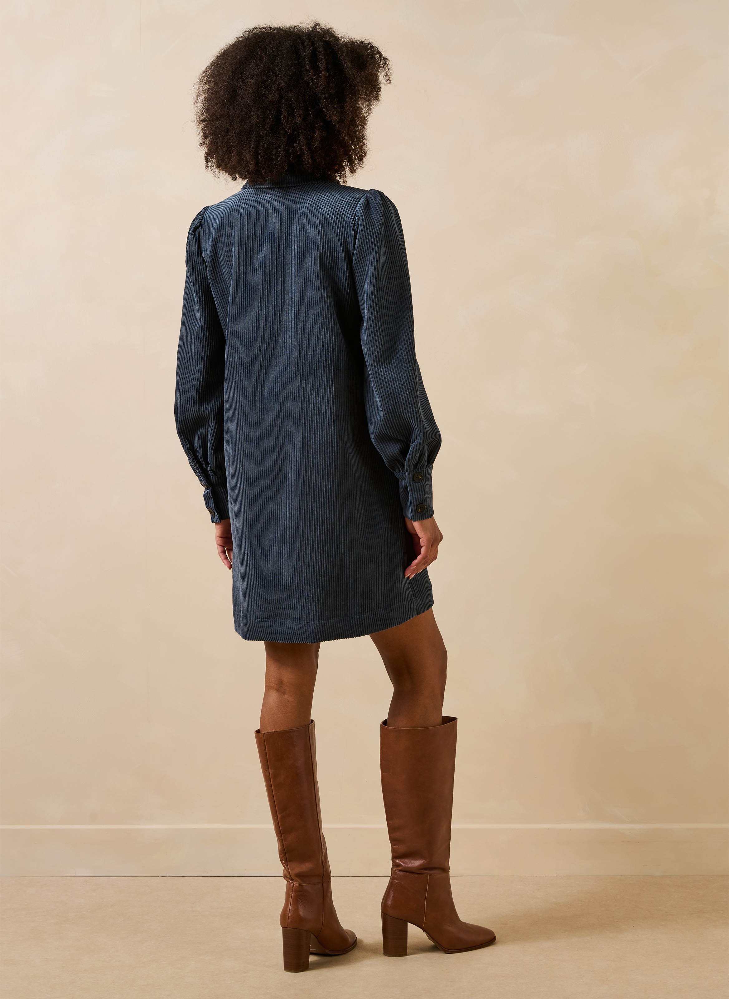 Ribbed straight short dress LA FEE MARABOUTEE Blue