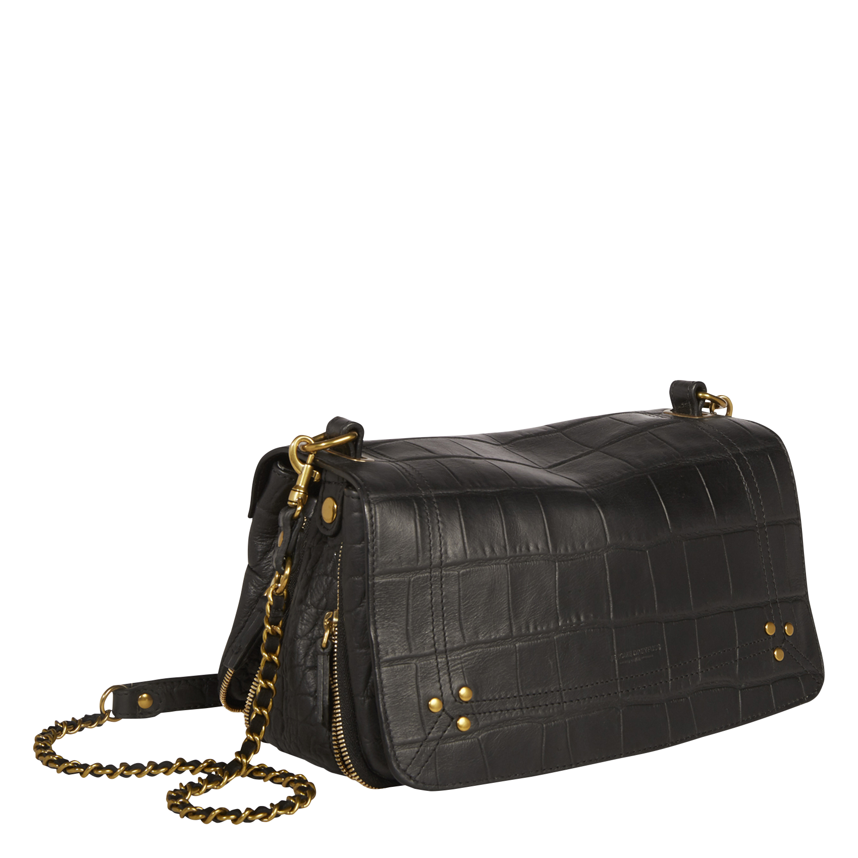 Croc leather shoulder bag JEROME DREYFUSS Black