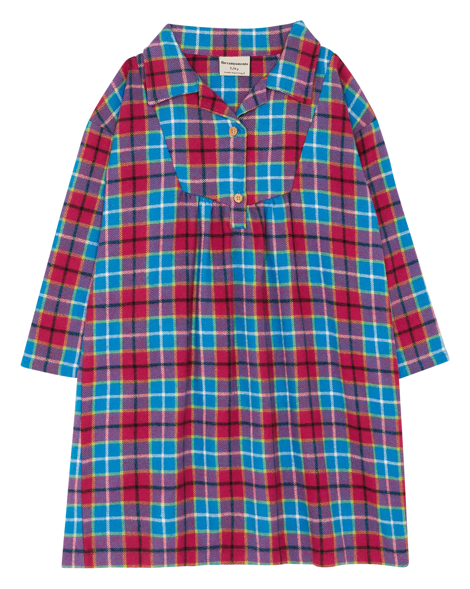 Kariertes Midikleid aus Baumwolle mit klassischem Kragen THE CAMPAMENTO Blau