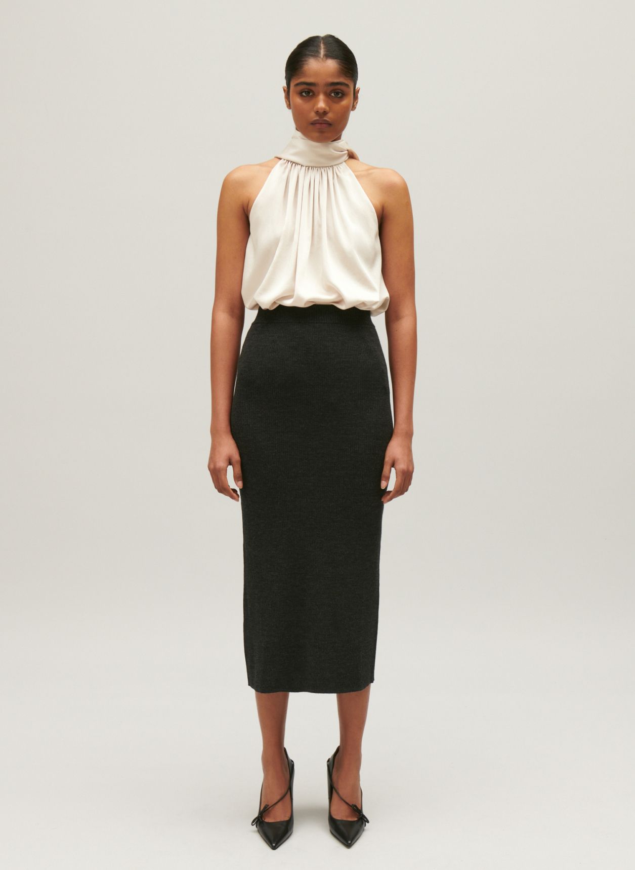 Long straight sale wool skirt