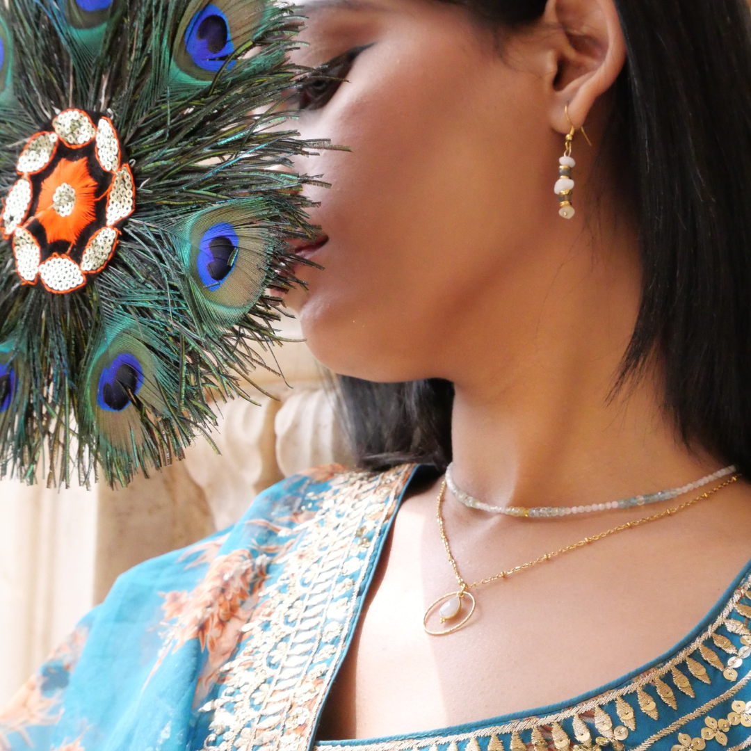 Moonstone earrings GINANDGER Blue