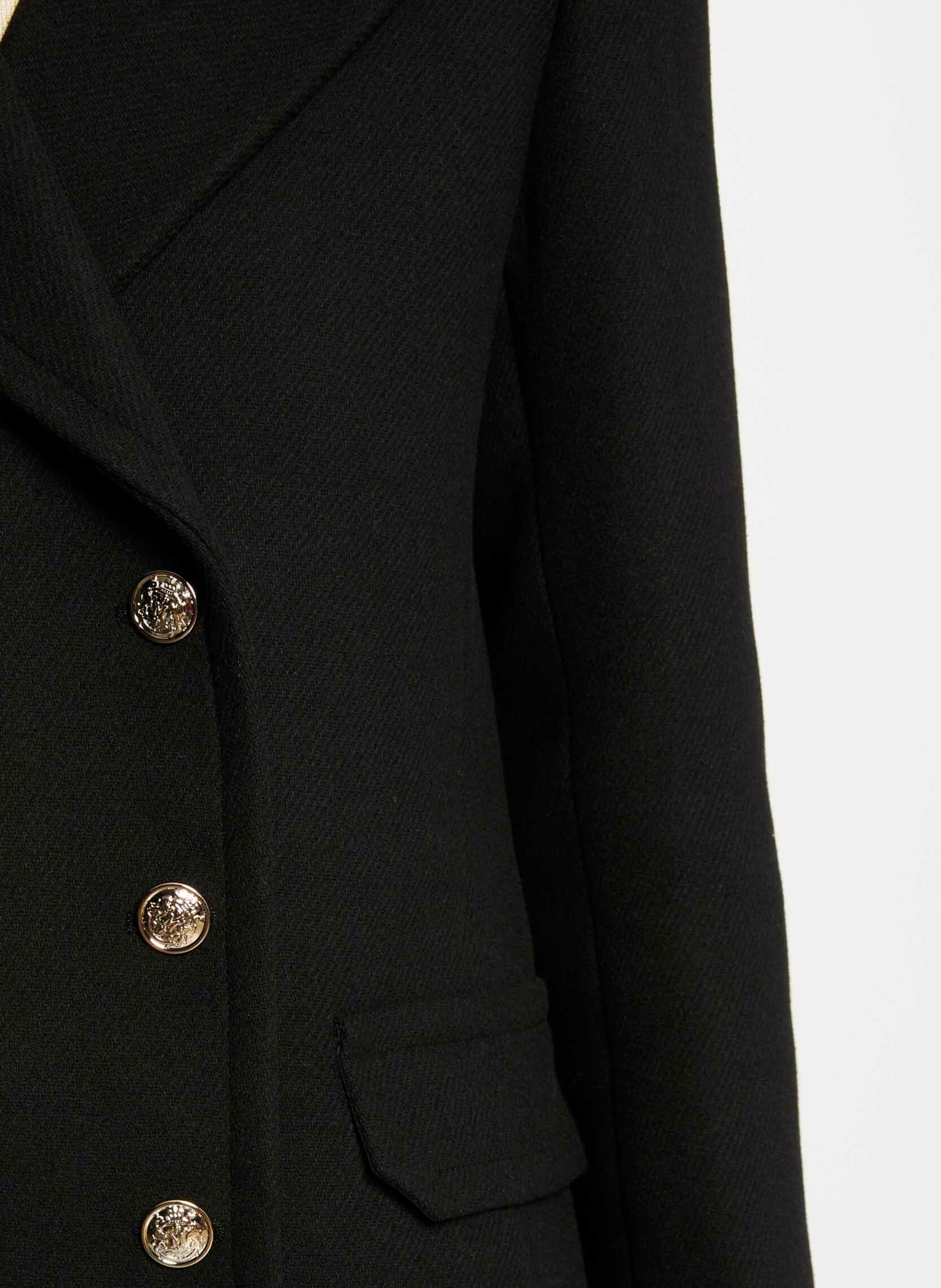 Manteau col tailleur droit Noir