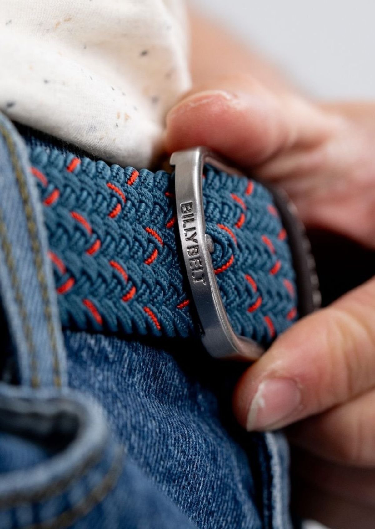 Multicolored braided elastic belt BILLYBELT Blue