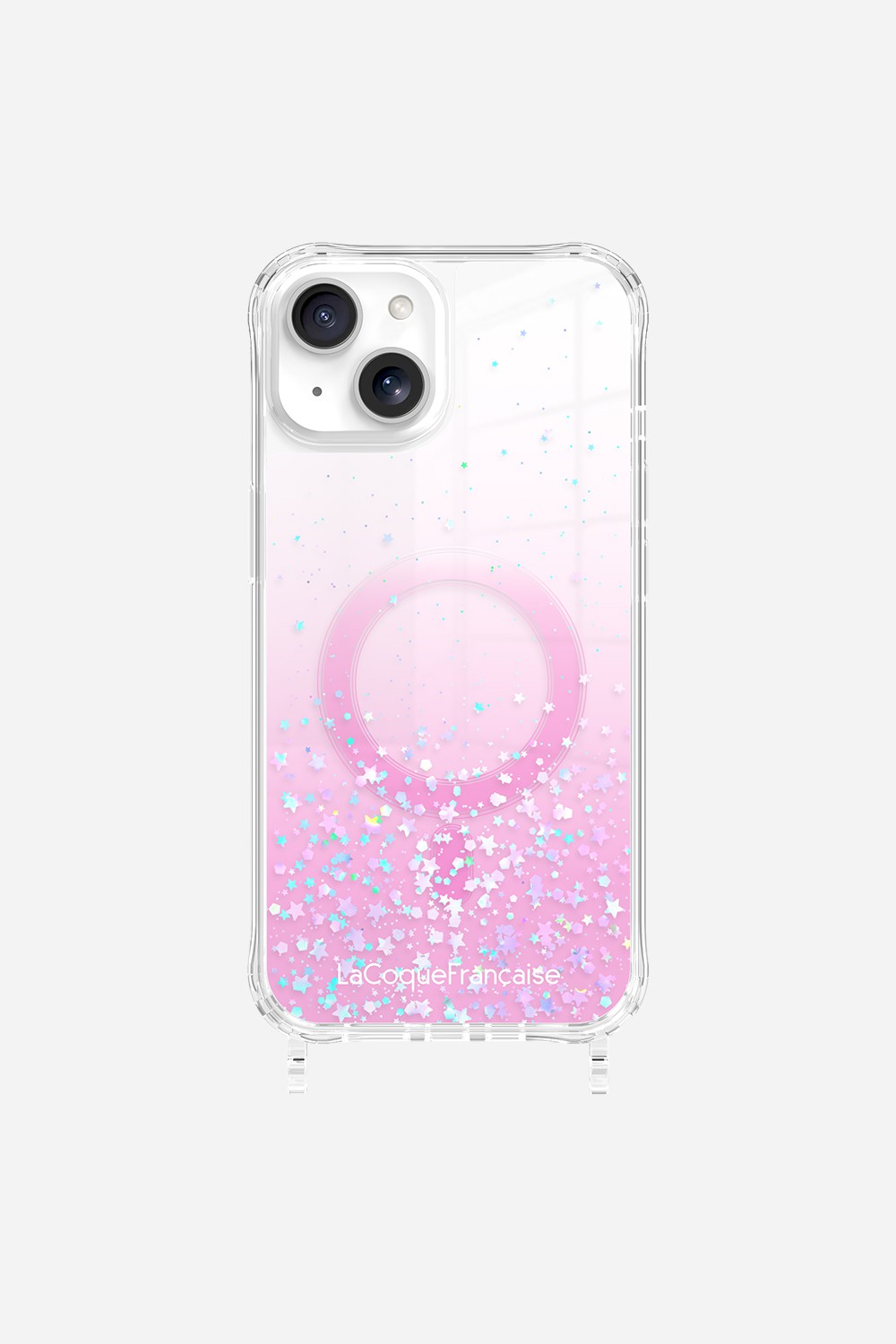 Magsafe glitter phone case with rings for iPhone 14 LA COQUE FRANCAISE Pink