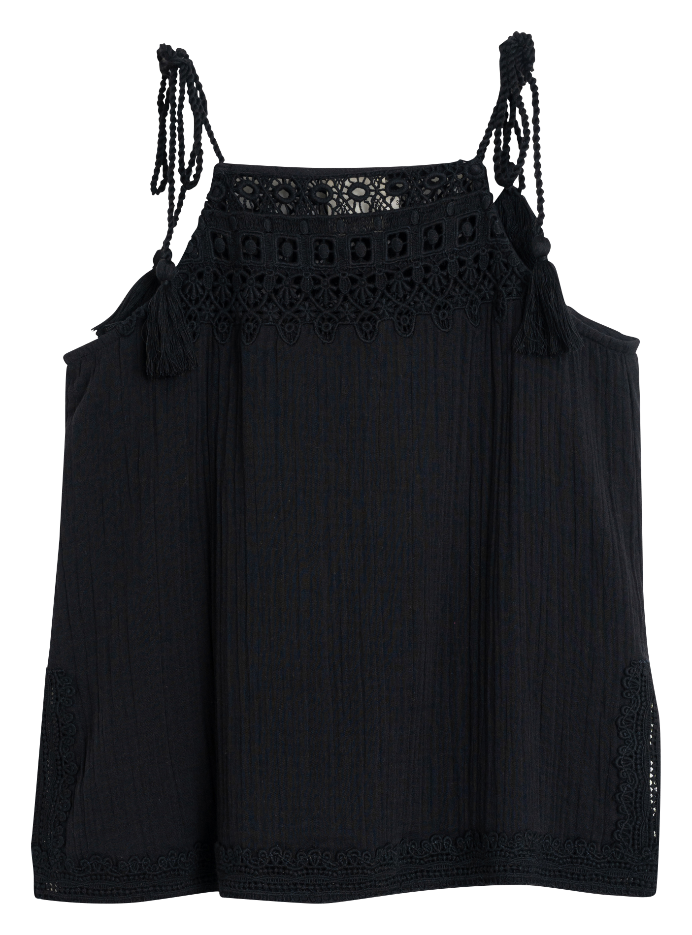 Round-neck cotton blouse INDI & COLD Black