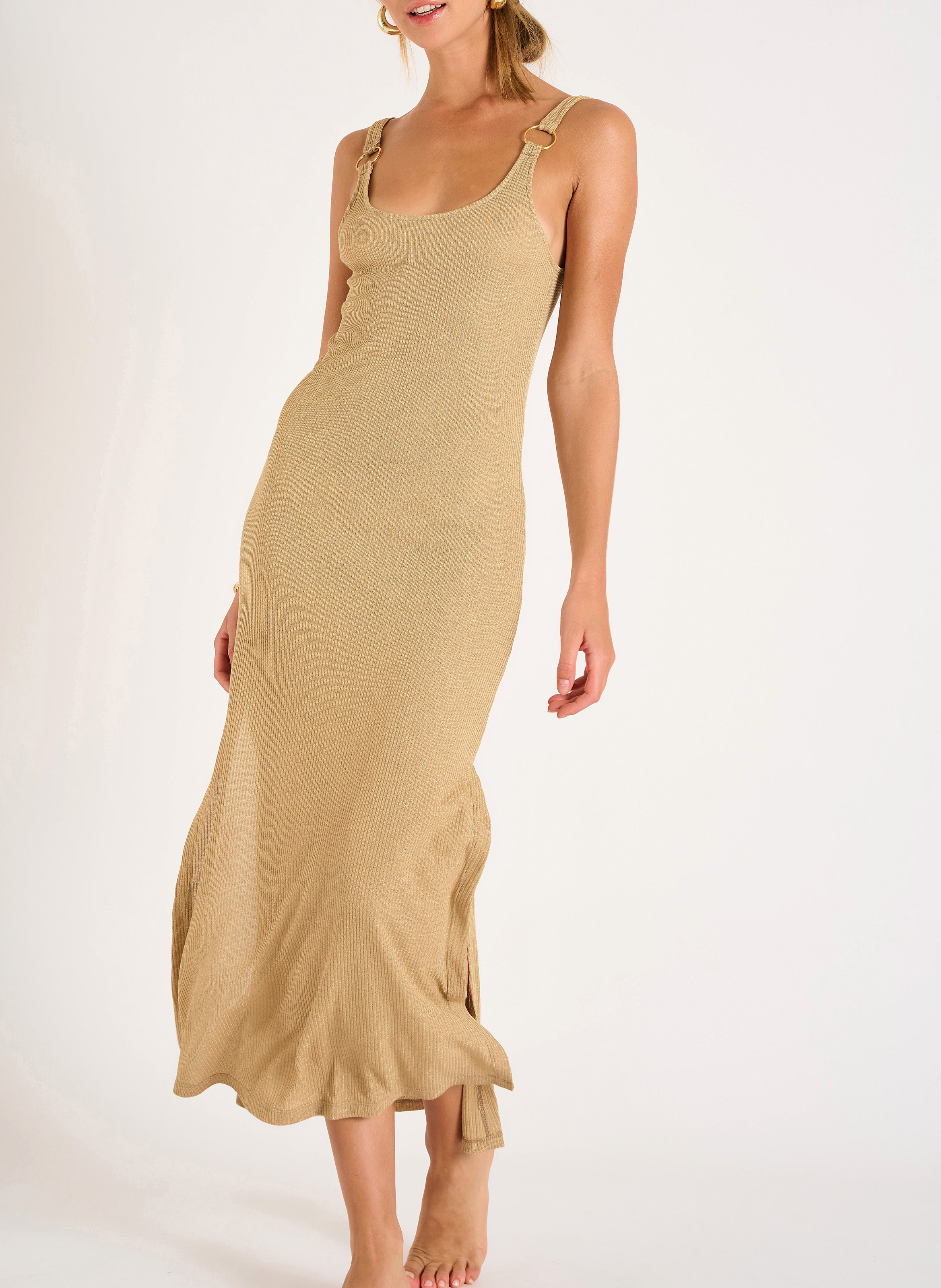 Straight knit beach dress BANANA MOON Beige