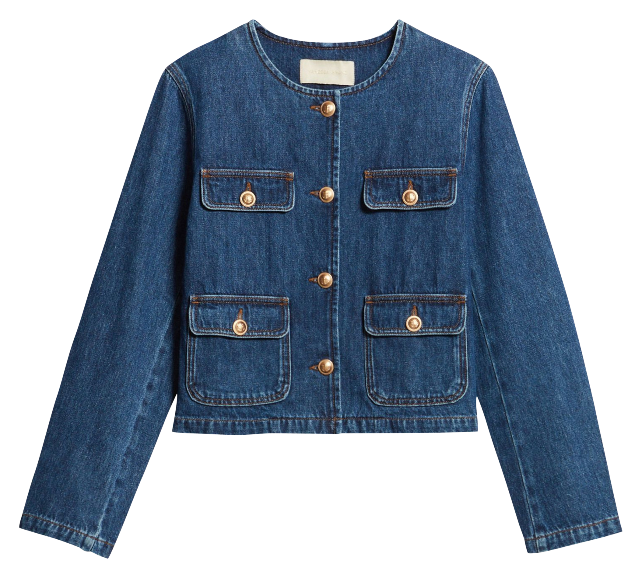Cropped denim jacket with decorative buttons VANESSA BRUNO Blue