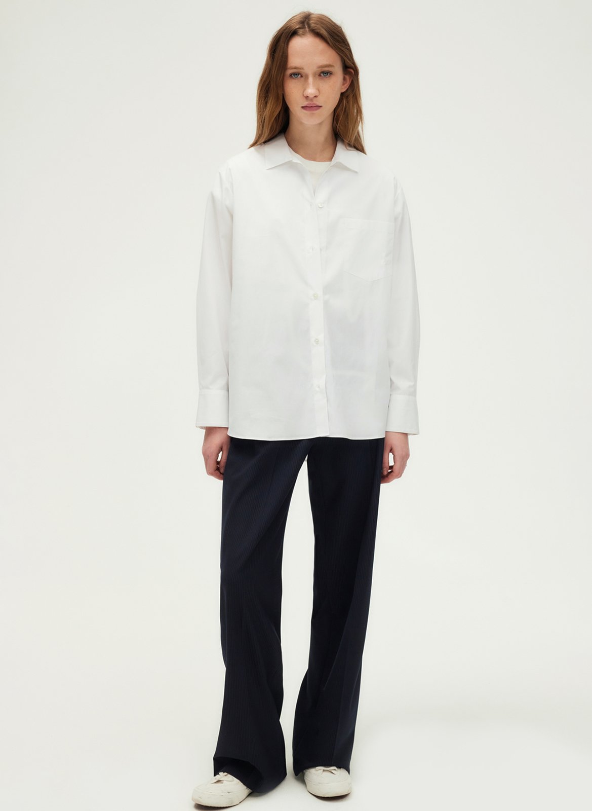 Chemise col classique en coton PABLO Blanc