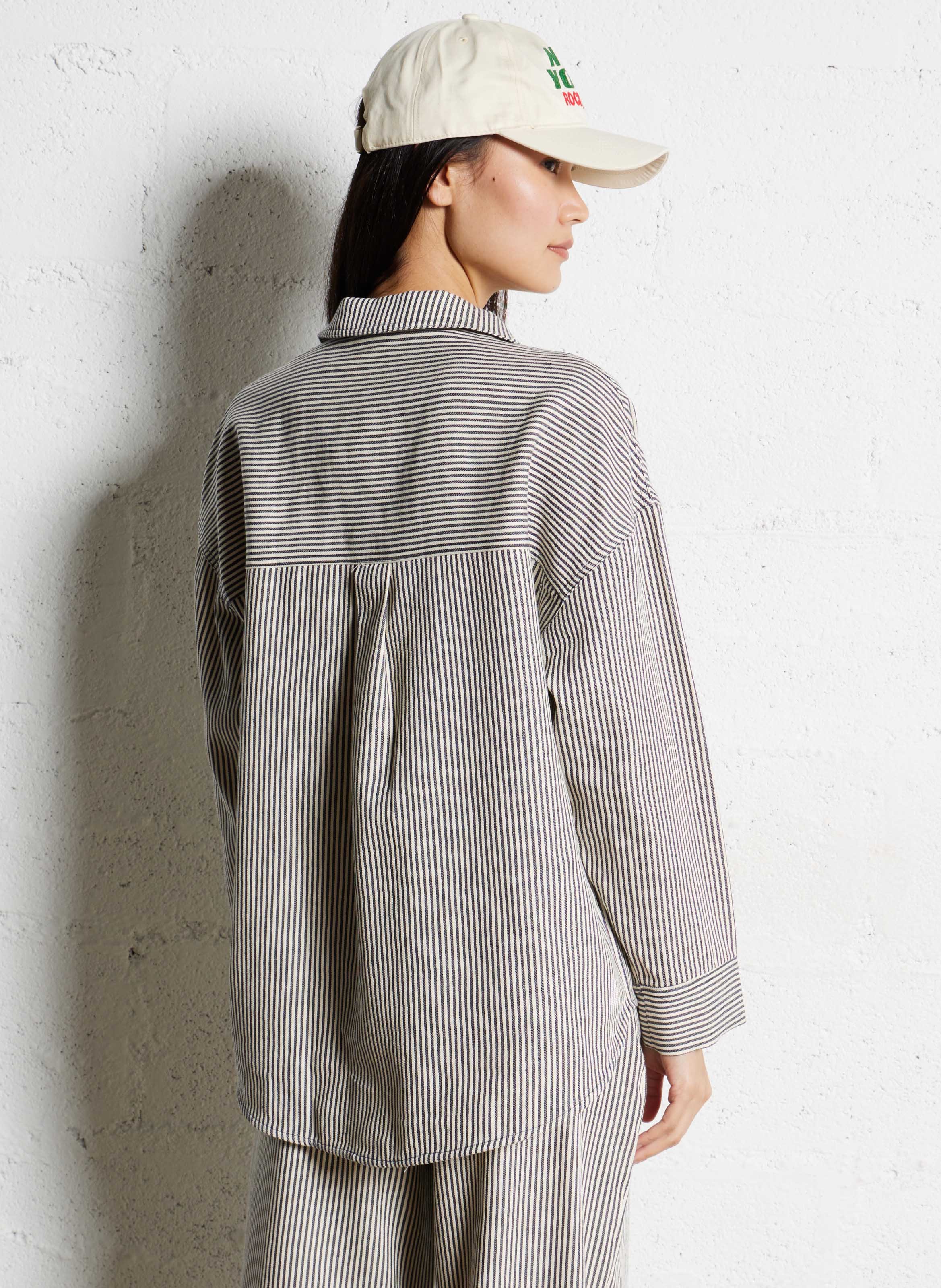 Oversized blouse in mixed cotton THE NEW SOCIETY Blauw