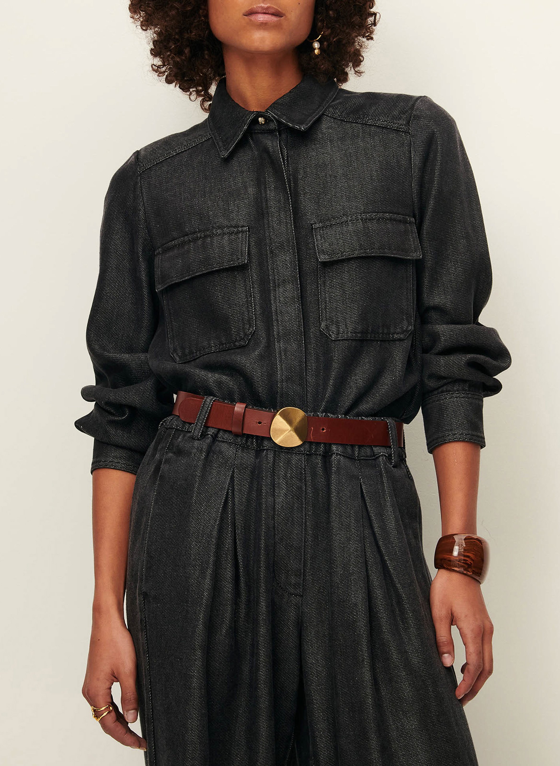 Denim-look jacket with classic collar SESSUN Grey