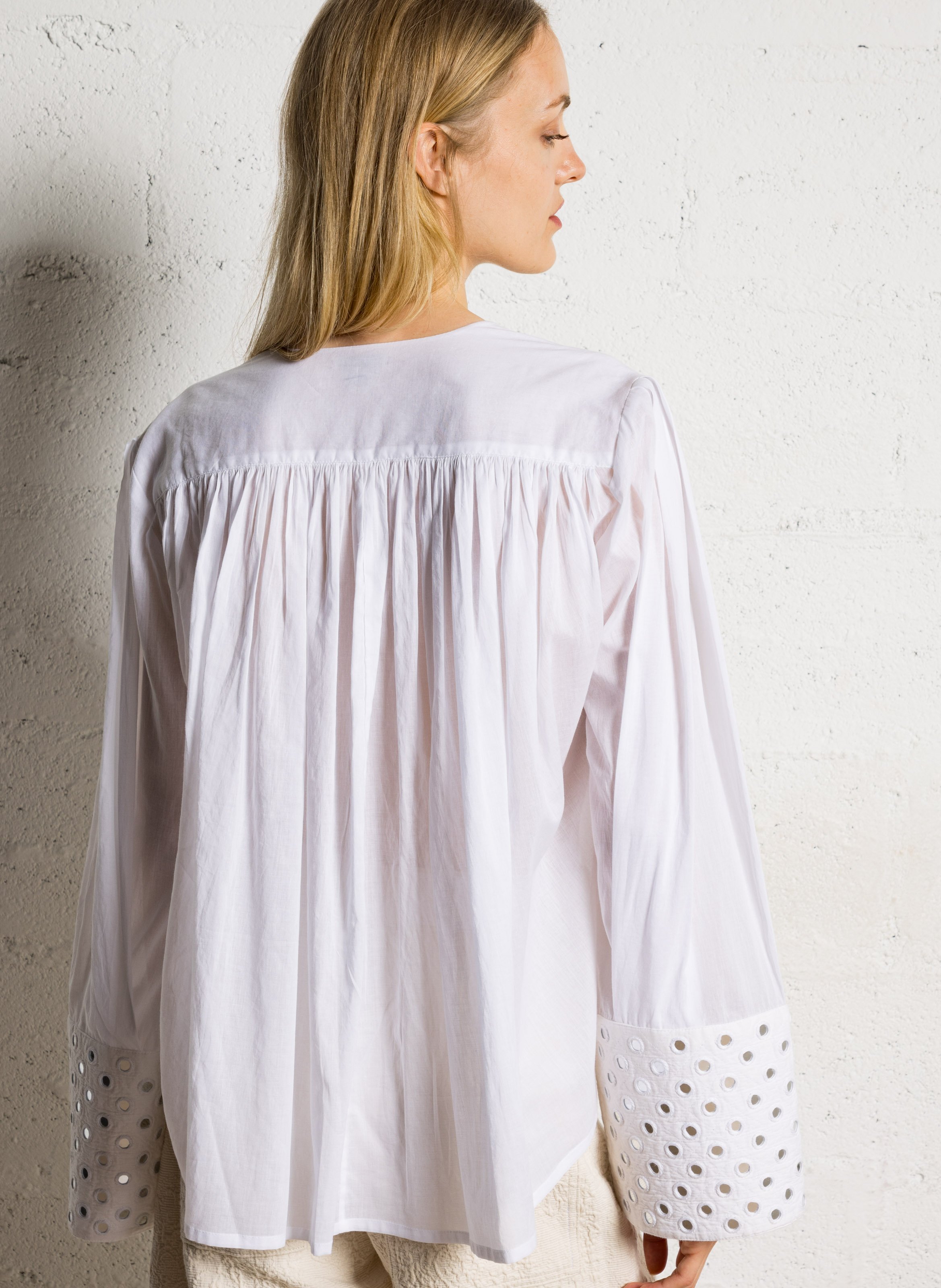 Round-neck cotton blouse LAURENCE BRAS White