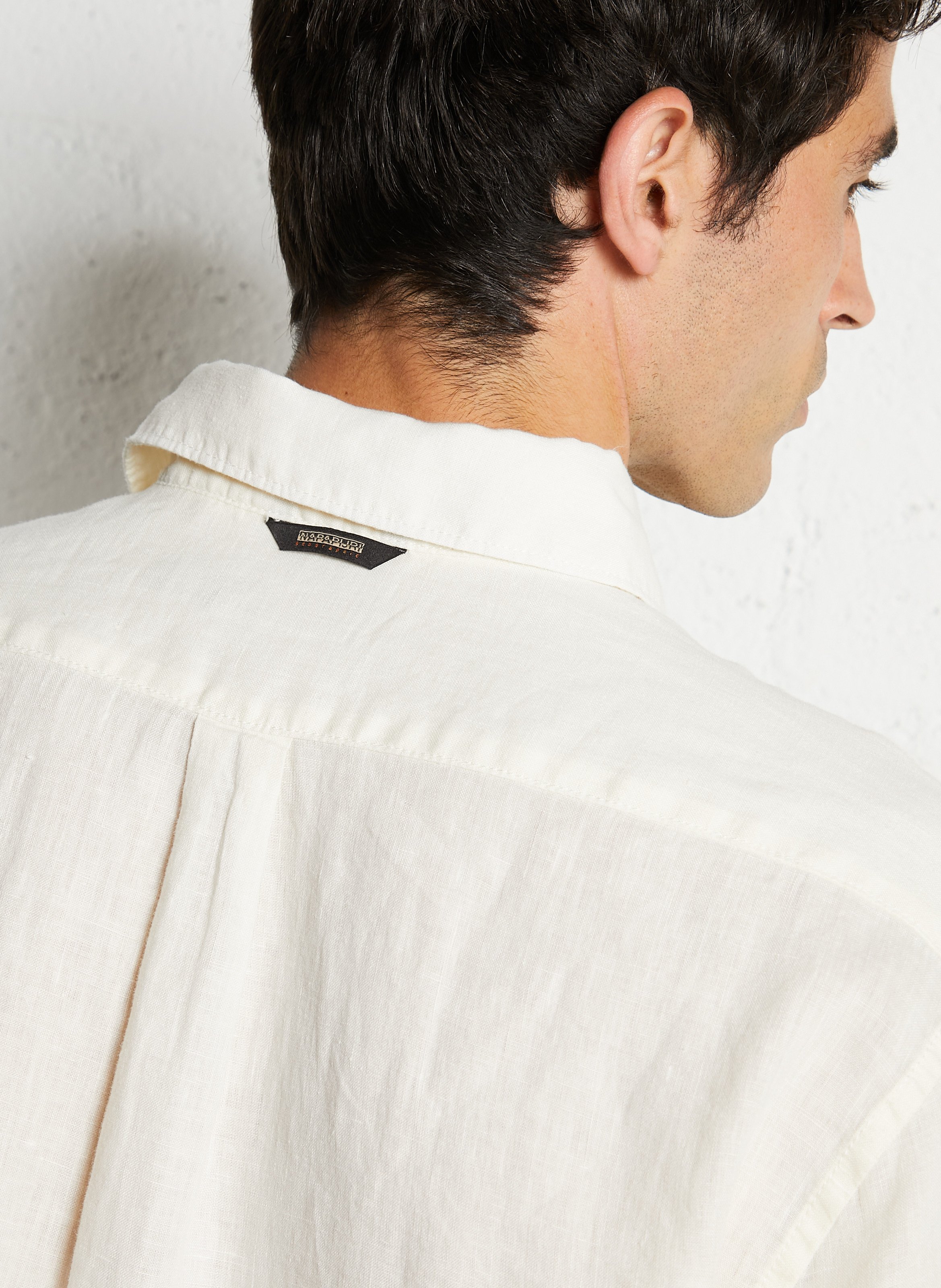 Gerade geschnittenes Leinenhemd Weiss