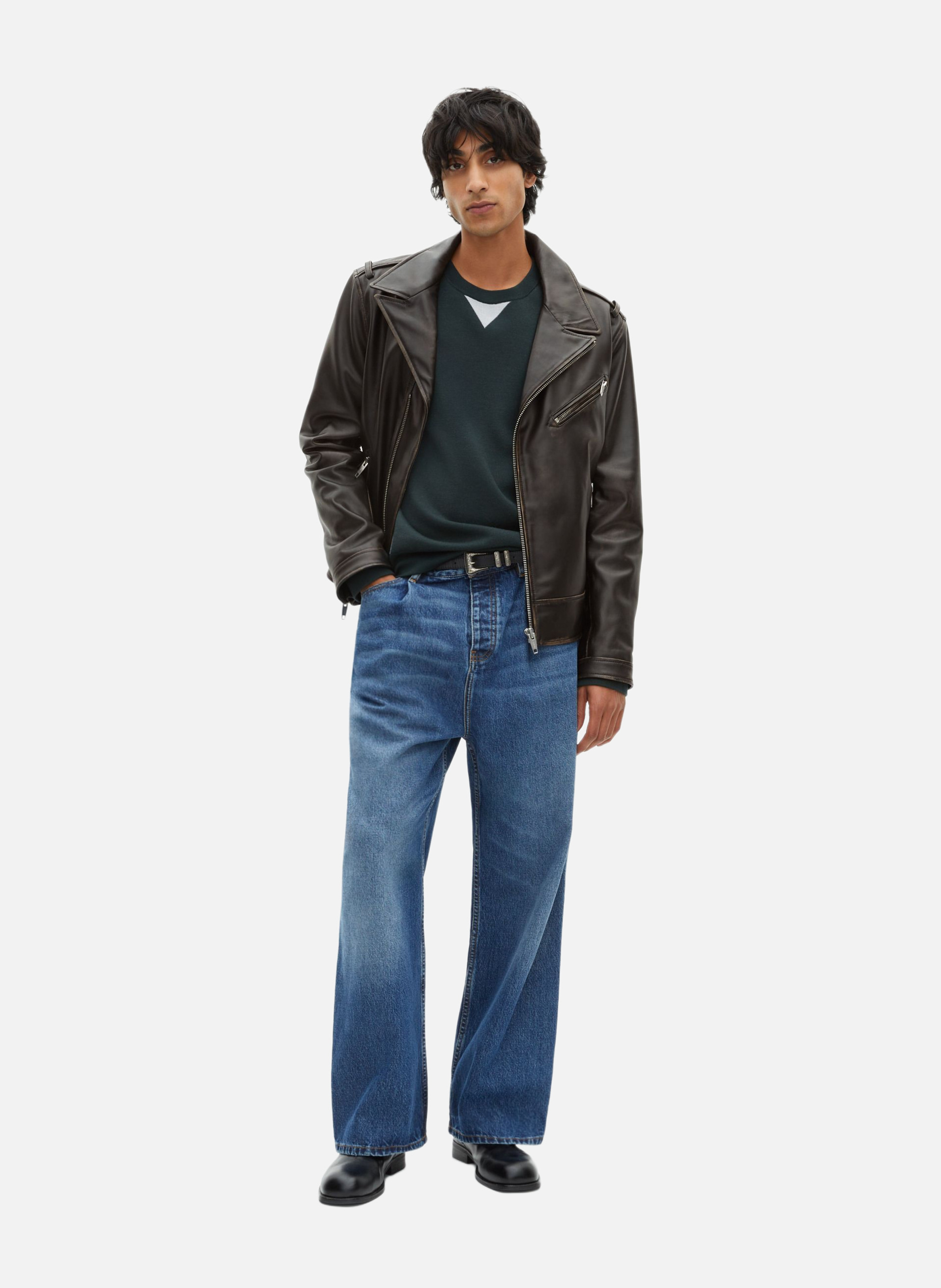 Leather biker-style jacket THE KOOPLES Black