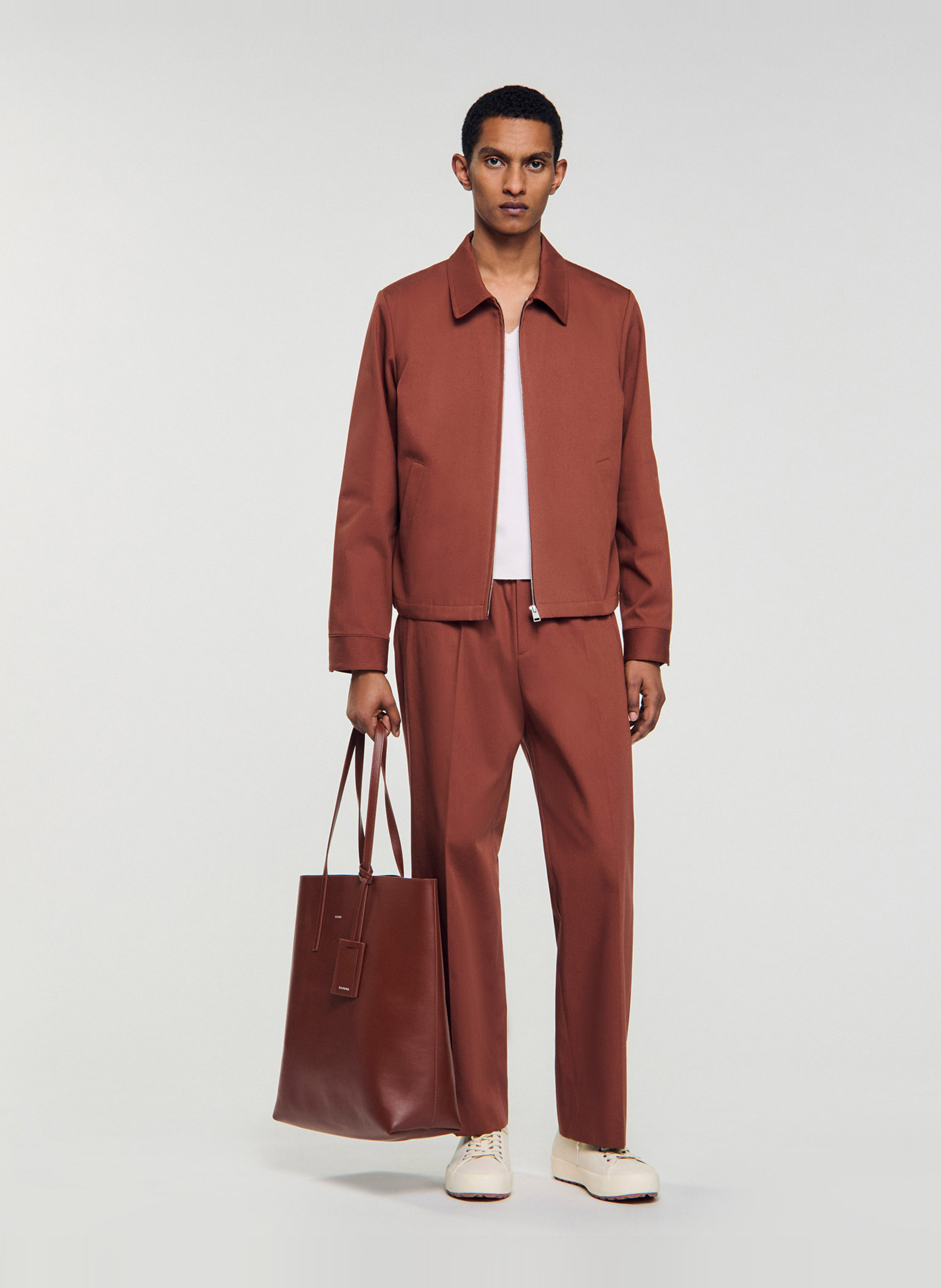 Regular-fit cotton jacket SANDRO Brown