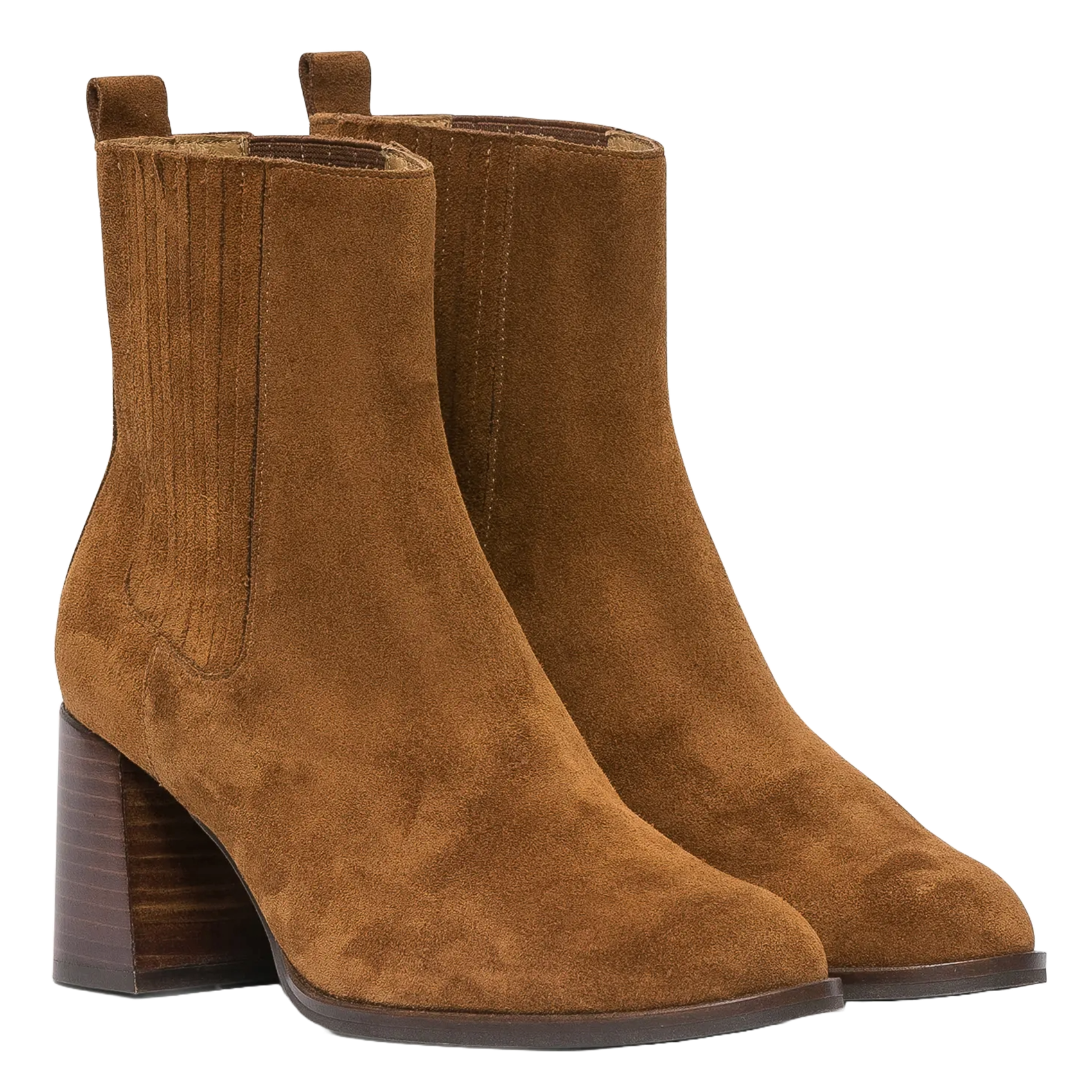 Chelsea heeled ankle boots in suede leather BOCAGE Brown