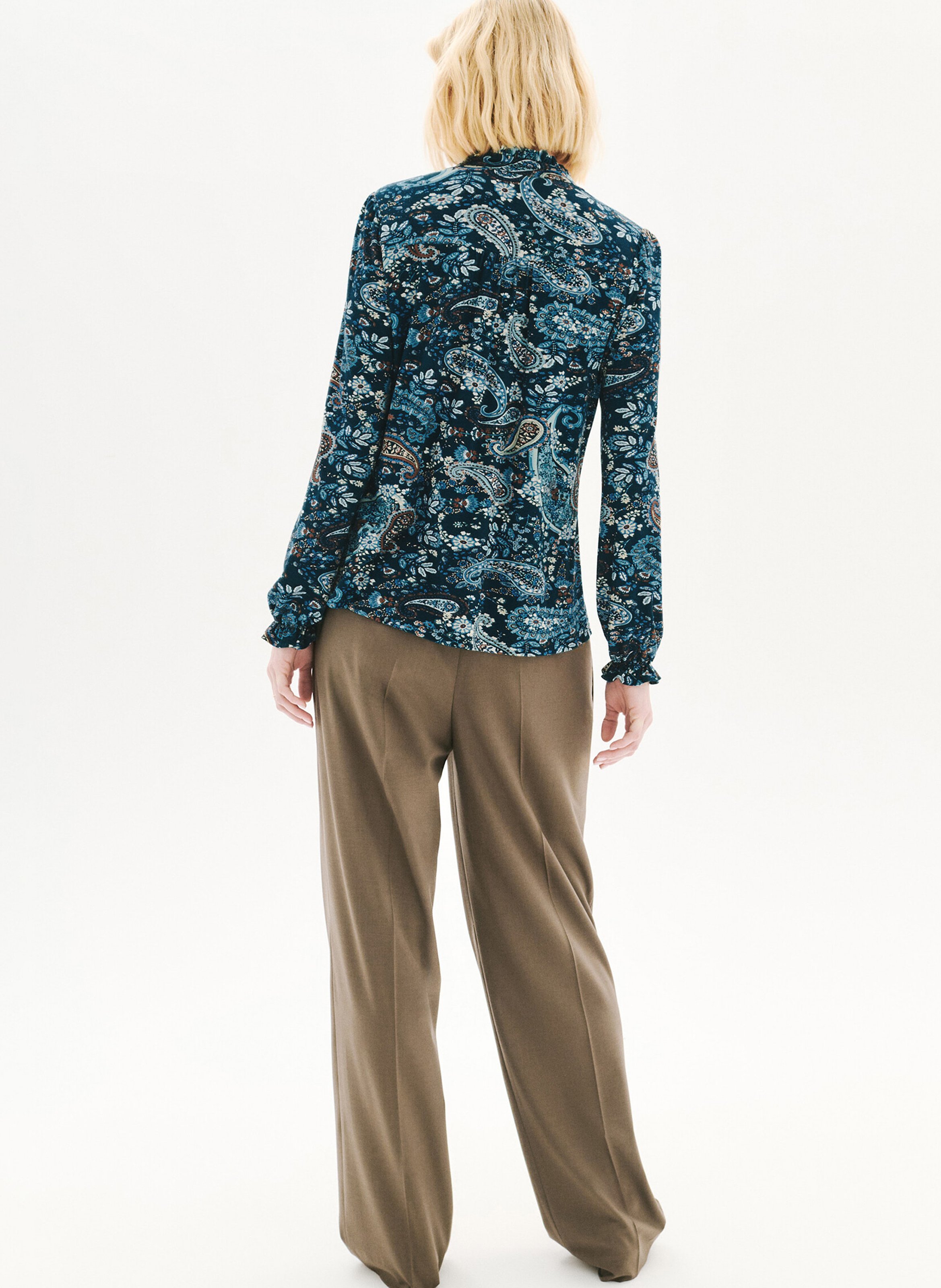 Blouse col v imprimé CAROLL Bleu