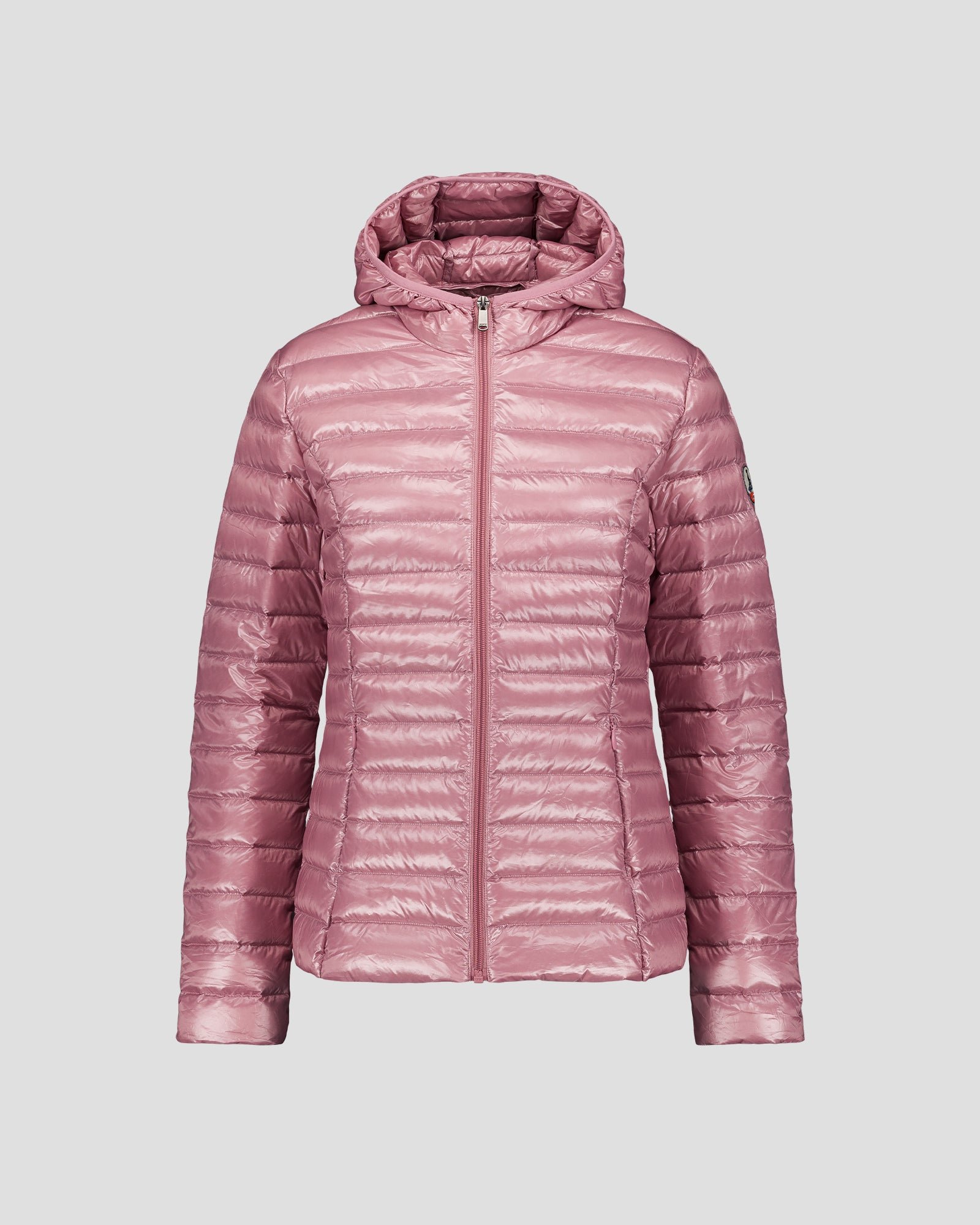 Shiny hooded light down jacket Cloe Pink
