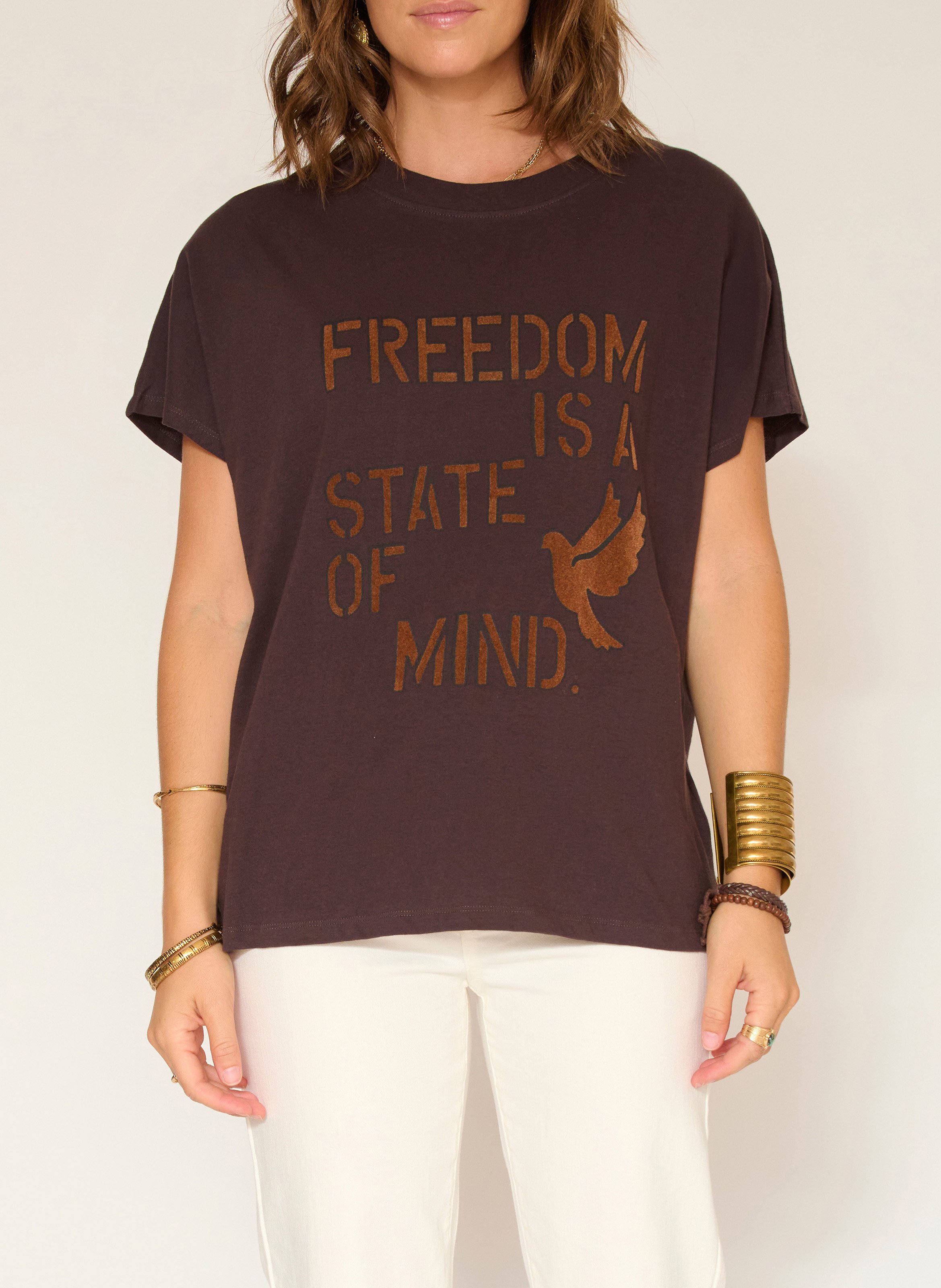 Tee-shirt droit en coton  MKT Marron