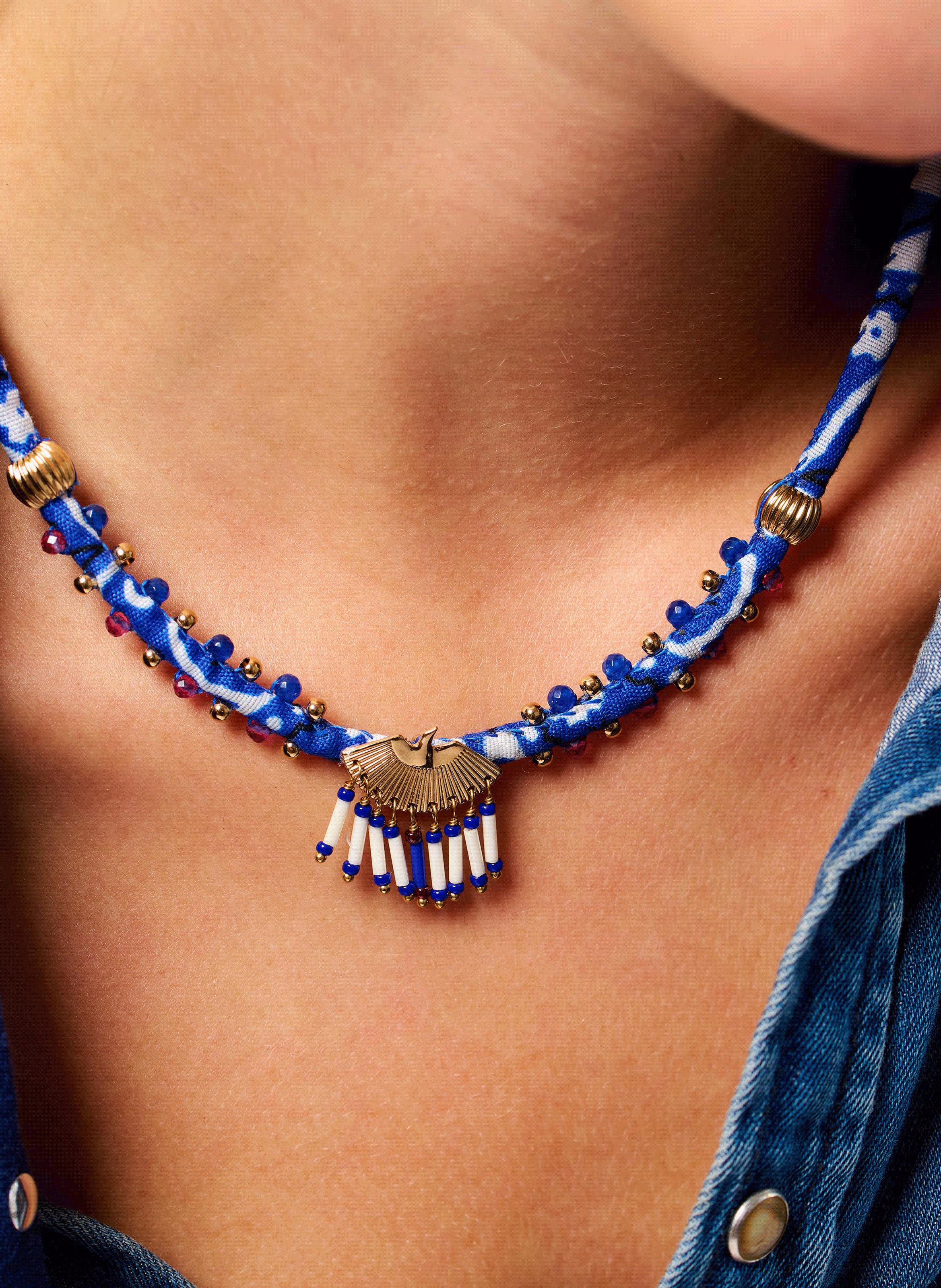 Cord necklace with pendant HIPANEMA Blue