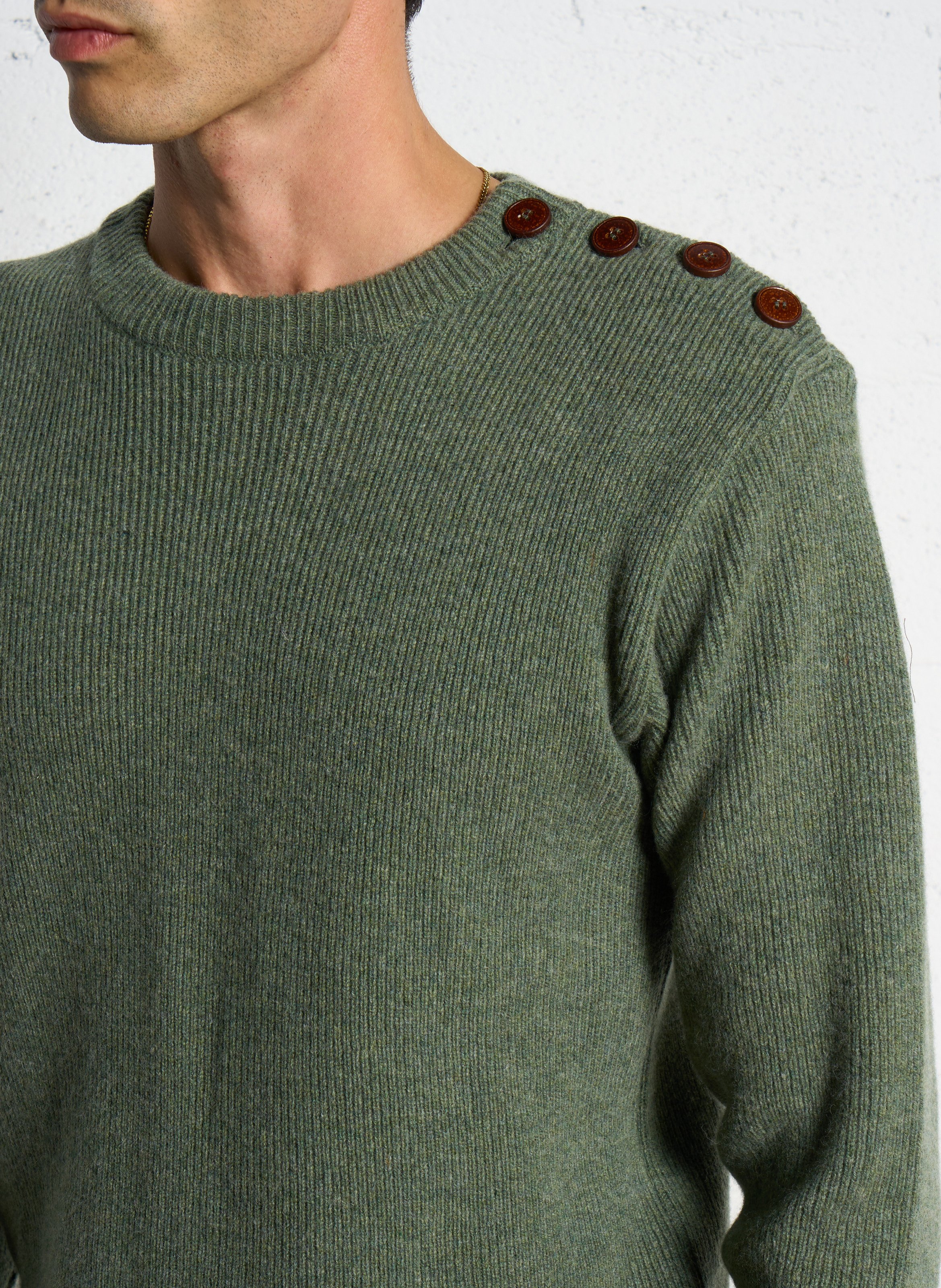 Pull col rond en laine d'agneau  ARMOR LUX Kaki