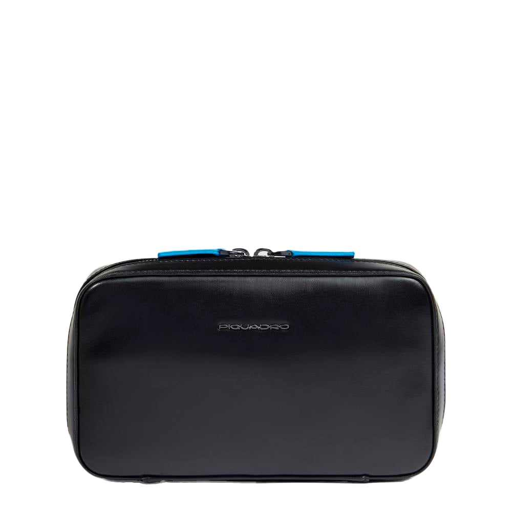 Leather cable storage bag with mouse pocket PIQUADRO