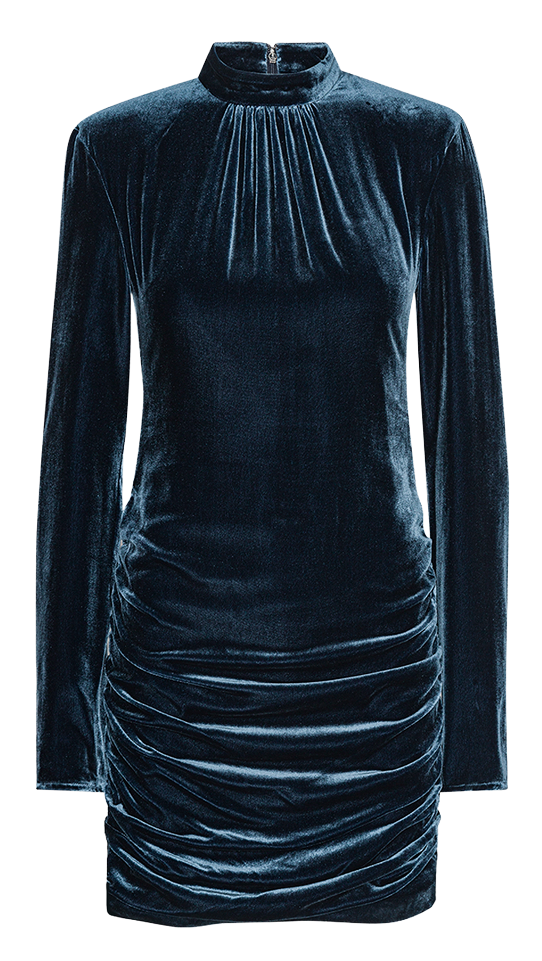 Short dress with high velvet neck ROTATE Blue