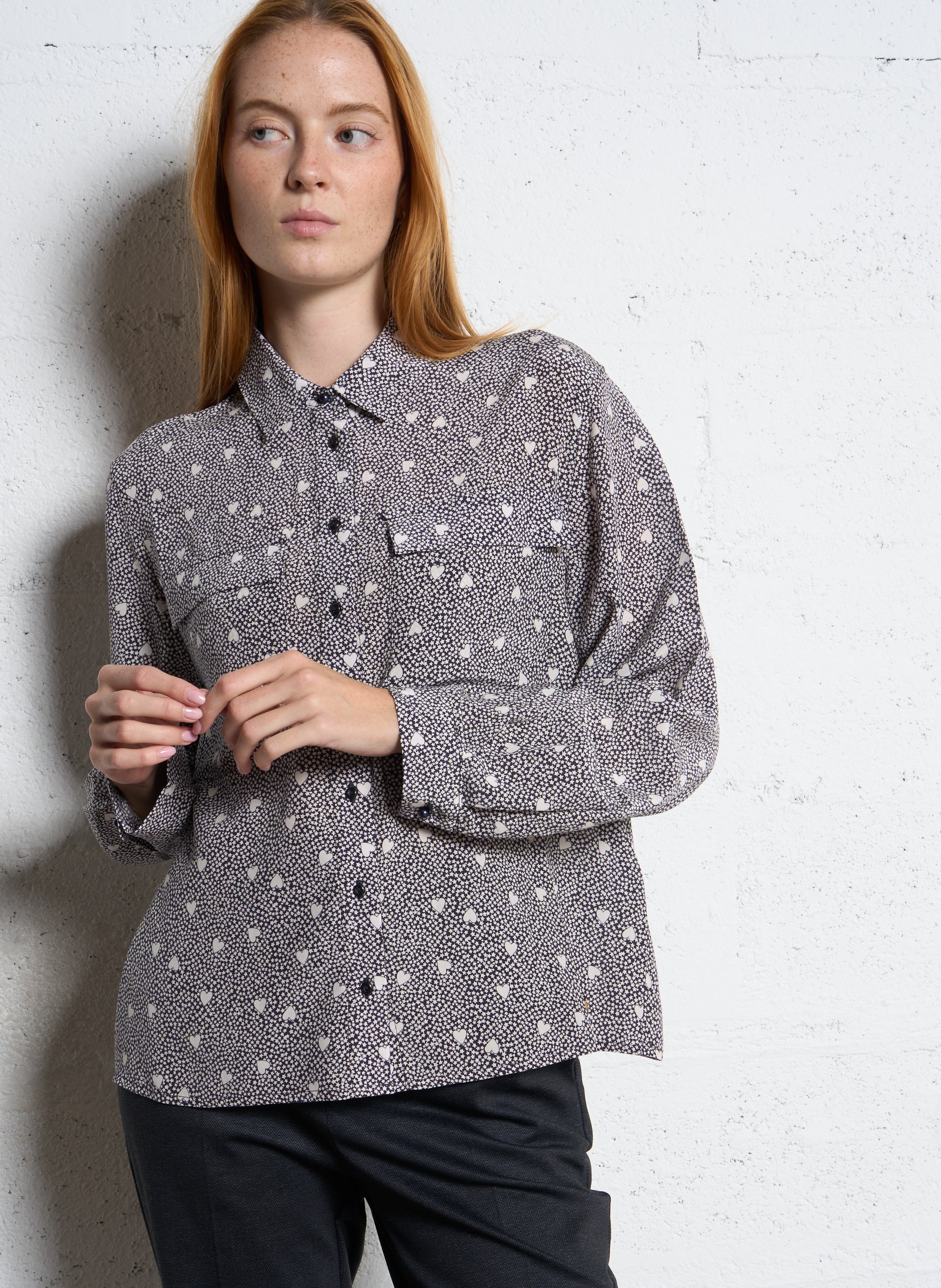 Loose-fit silk shirt DES PETITS HAUTS Black