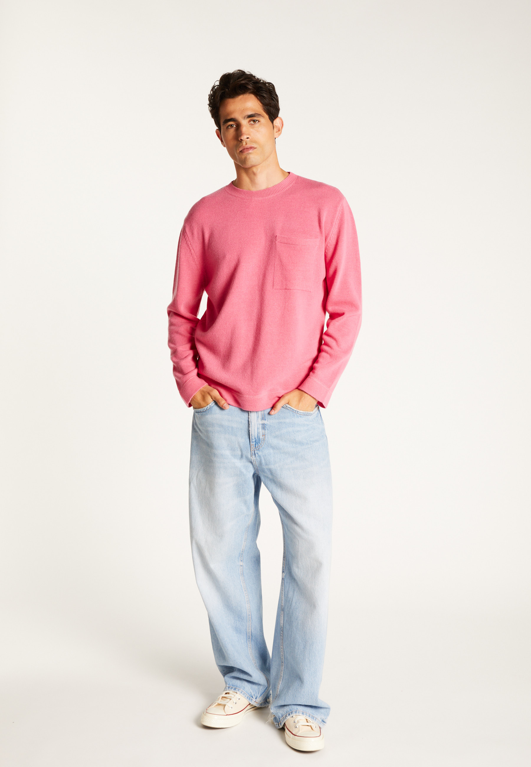 Abidjan wool round-neck sweater MAISON MONTAGUT Pink