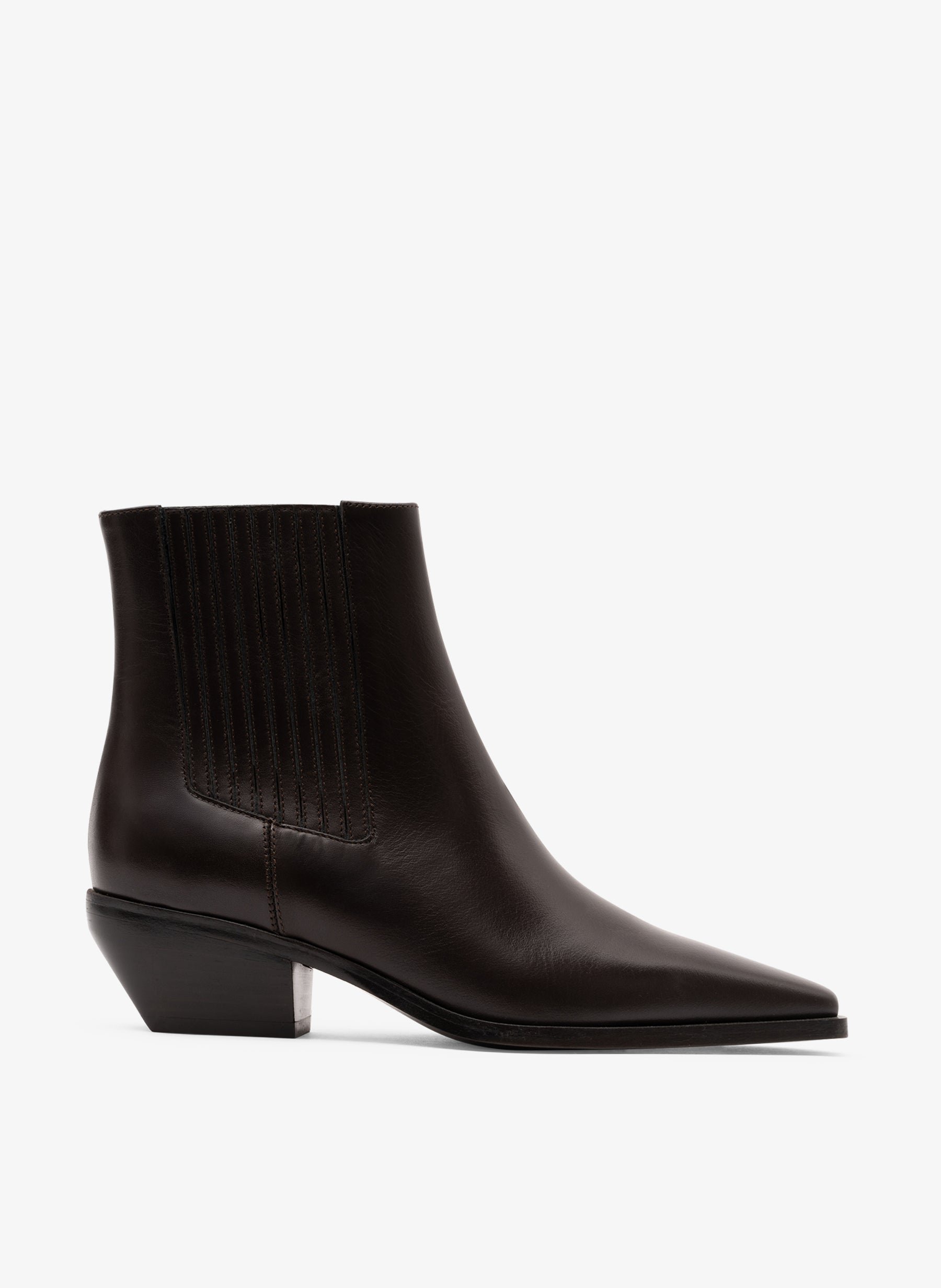 Smooth espresso calf leather ankle boots PARALLELE PARIS Brown