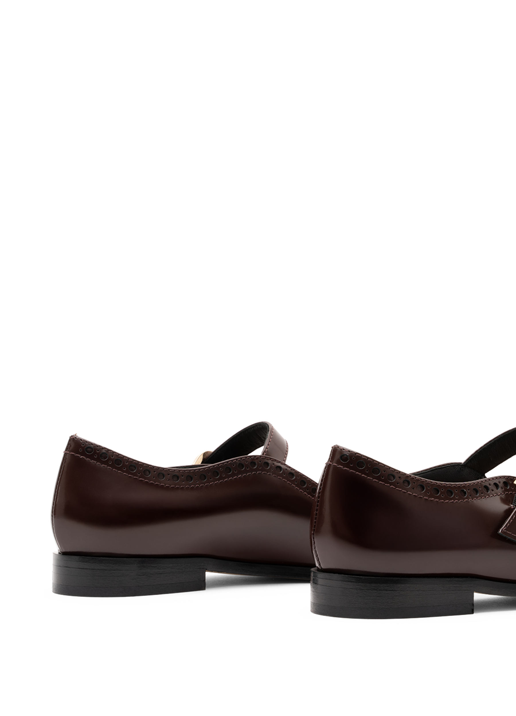 Burgundy brushed leather ballerina flats PARALLELE PARIS Red