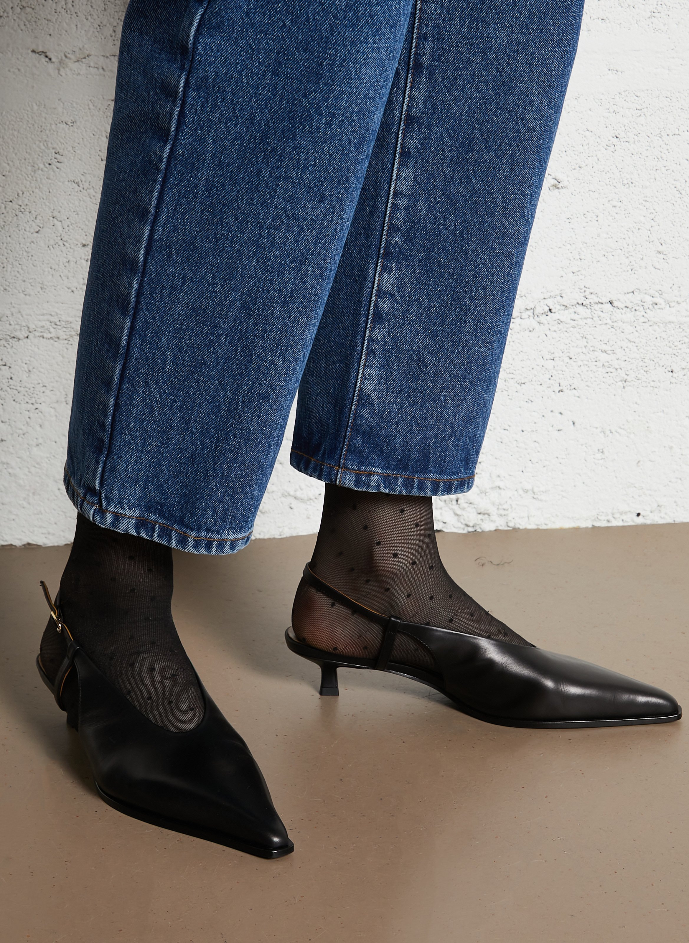 Braided faux leather slingback sandals MI/MAI Black