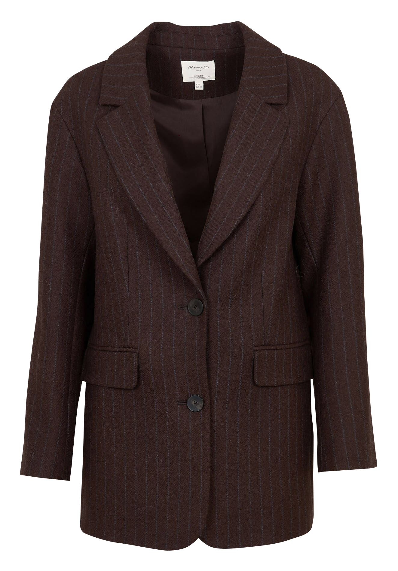 Straight tailored wool blend striped blazer MAISON 123 Brown