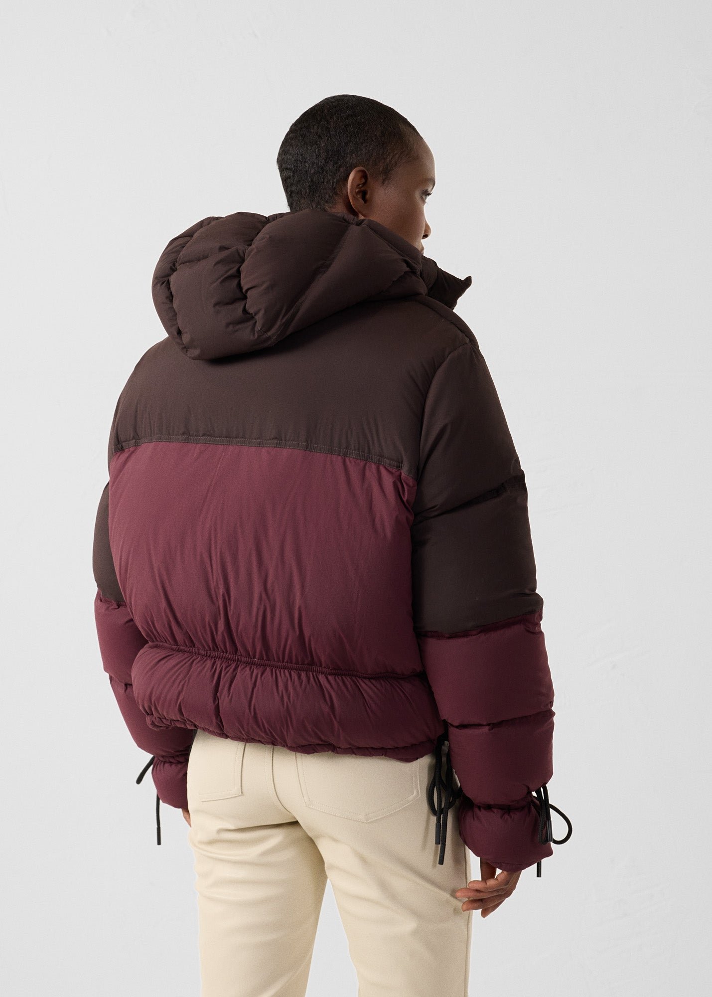 Extreme cold weather puffer jacket in colorblock design JOTT Pink