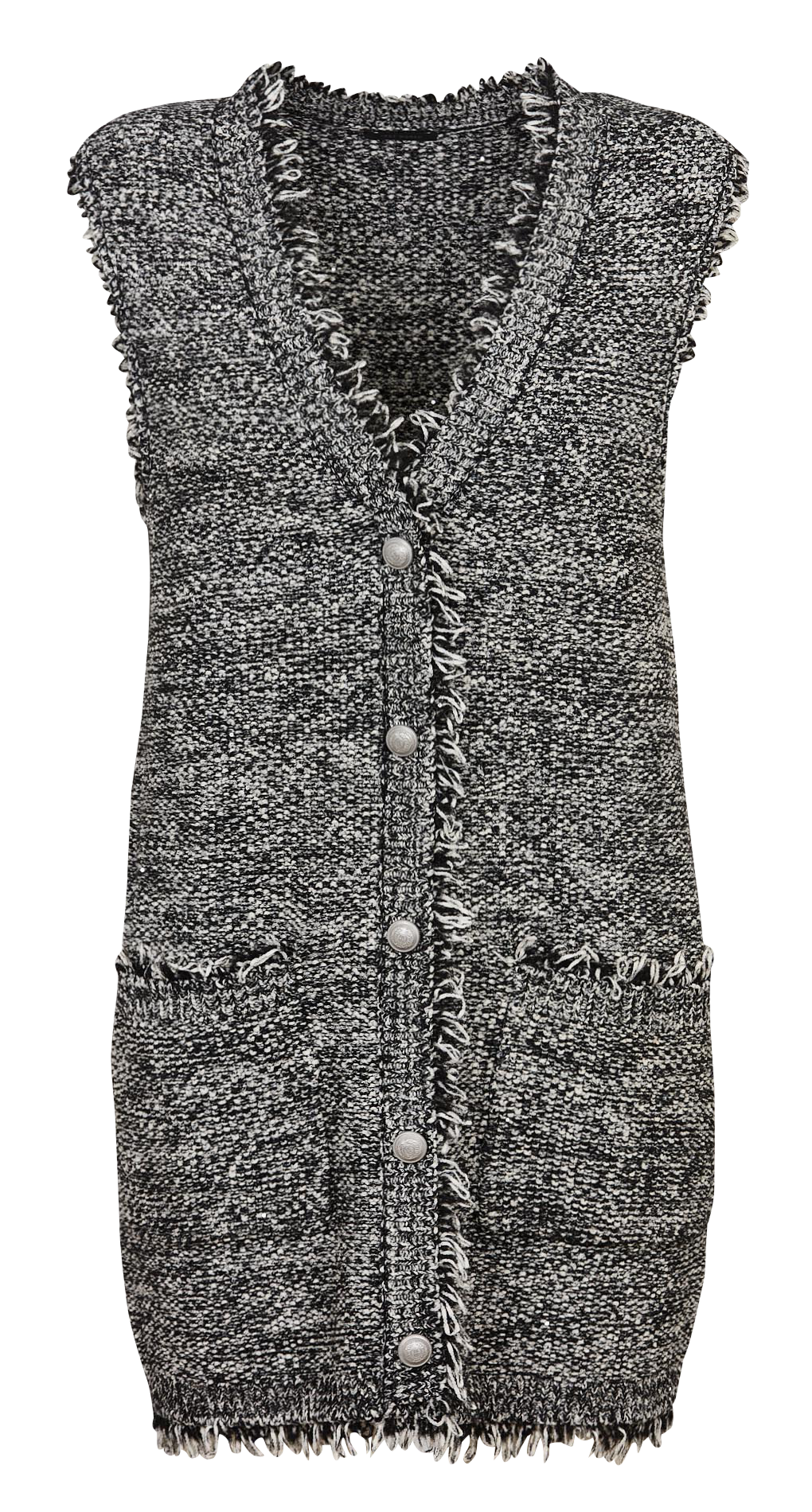 Kurzes Tweedkleid mit V-Ausschnitt IKKS Schwarz