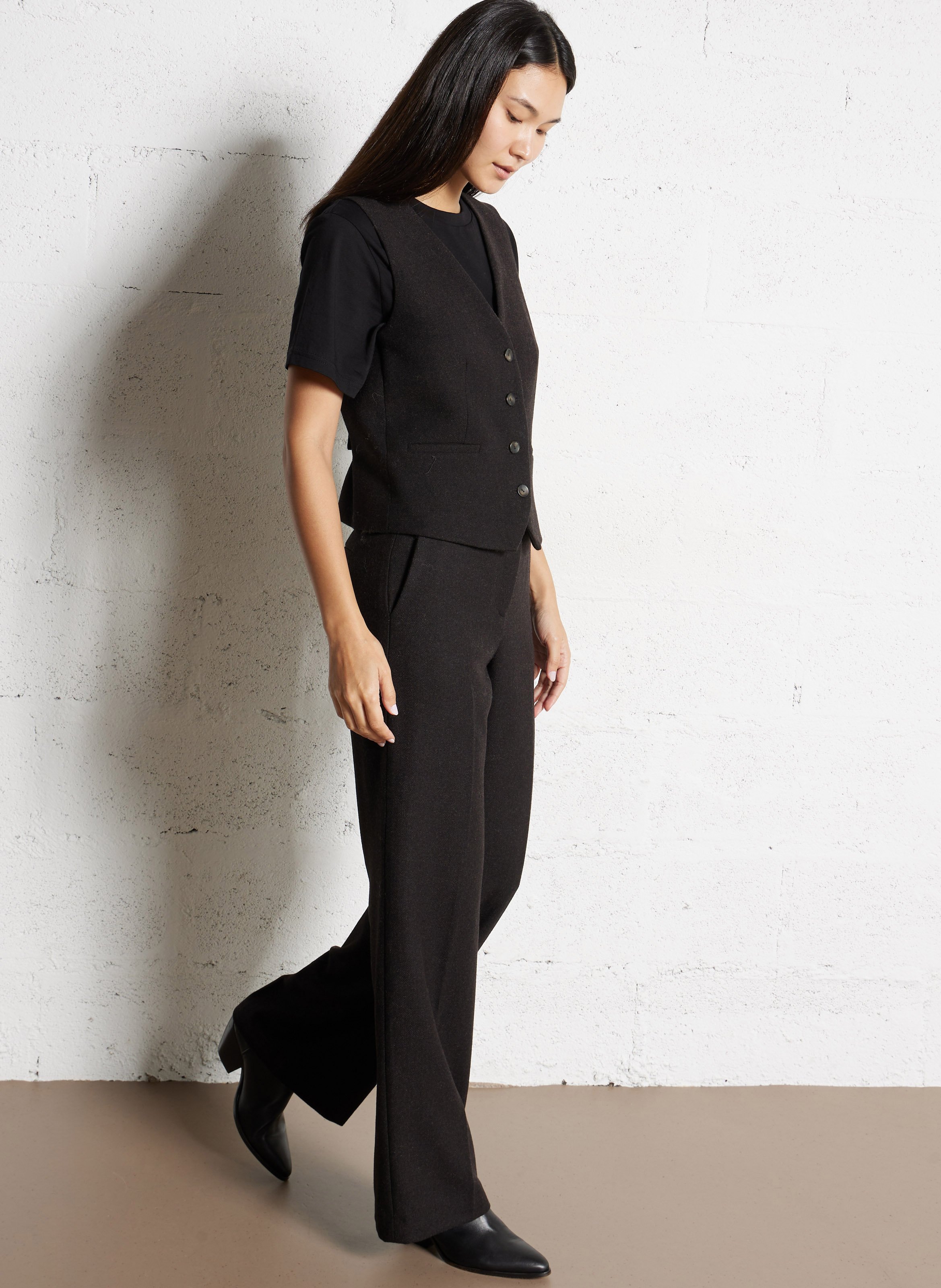 Declic wool-blend loose-fit trousers MAISON 123 Brown