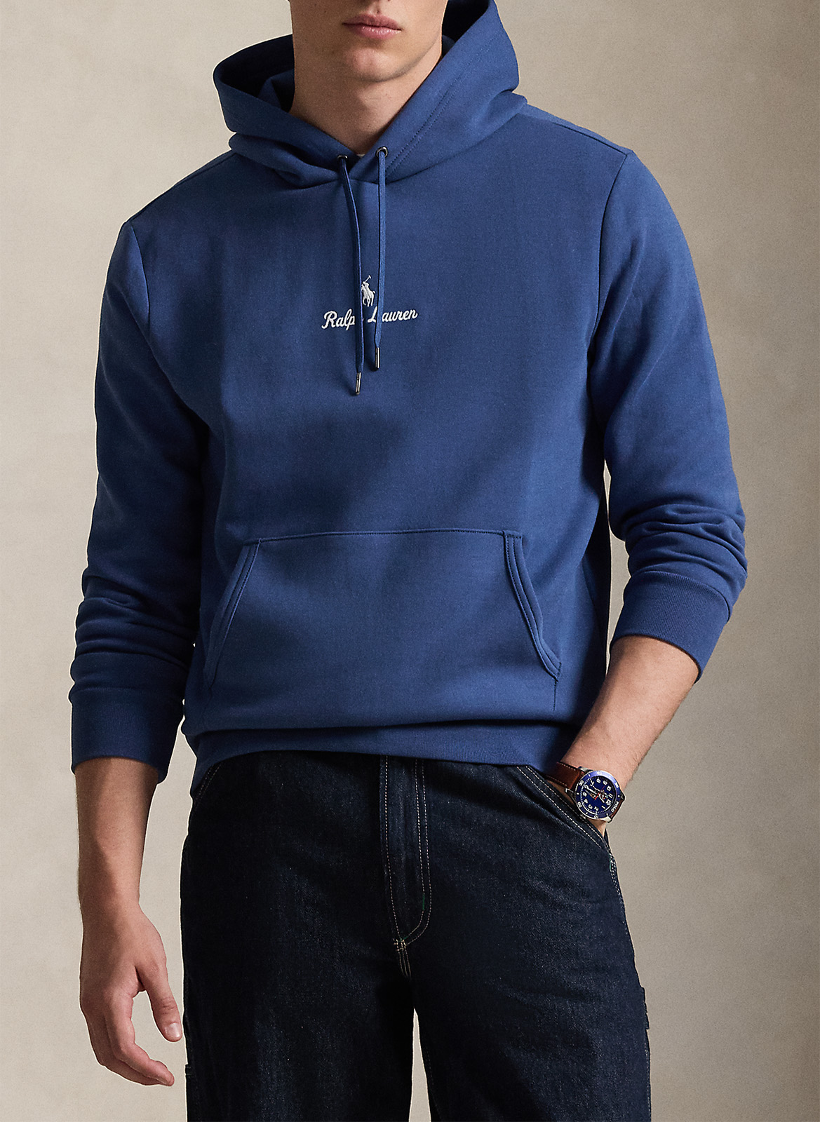 Sweat uni à capuche avec broderie POLO RALPH LAUREN Bleu