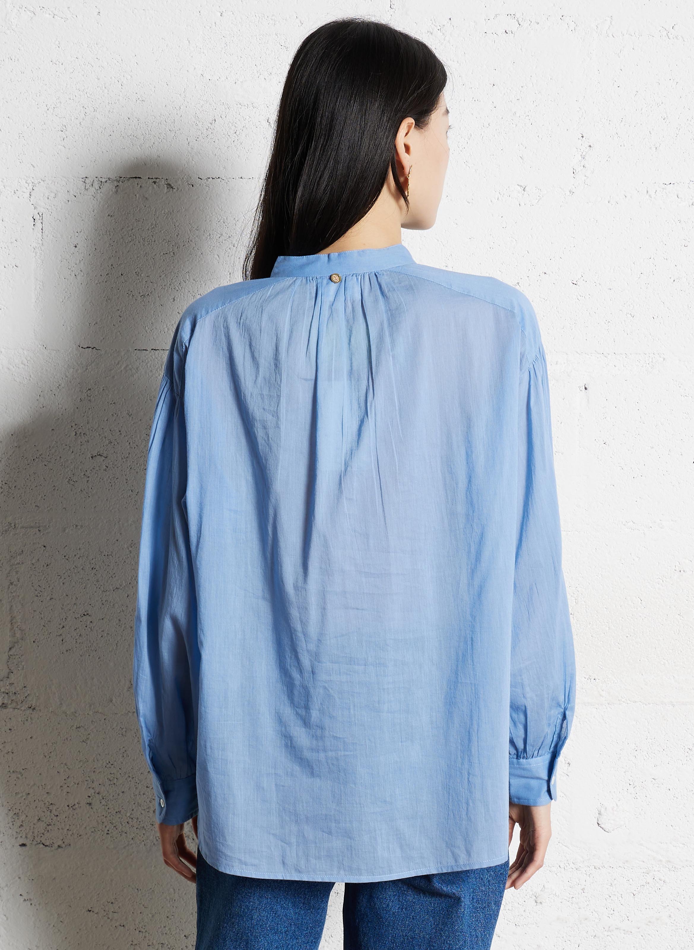 Baumwollbluse mit Rundhalsausschnitt ANTIK BATIK Blau