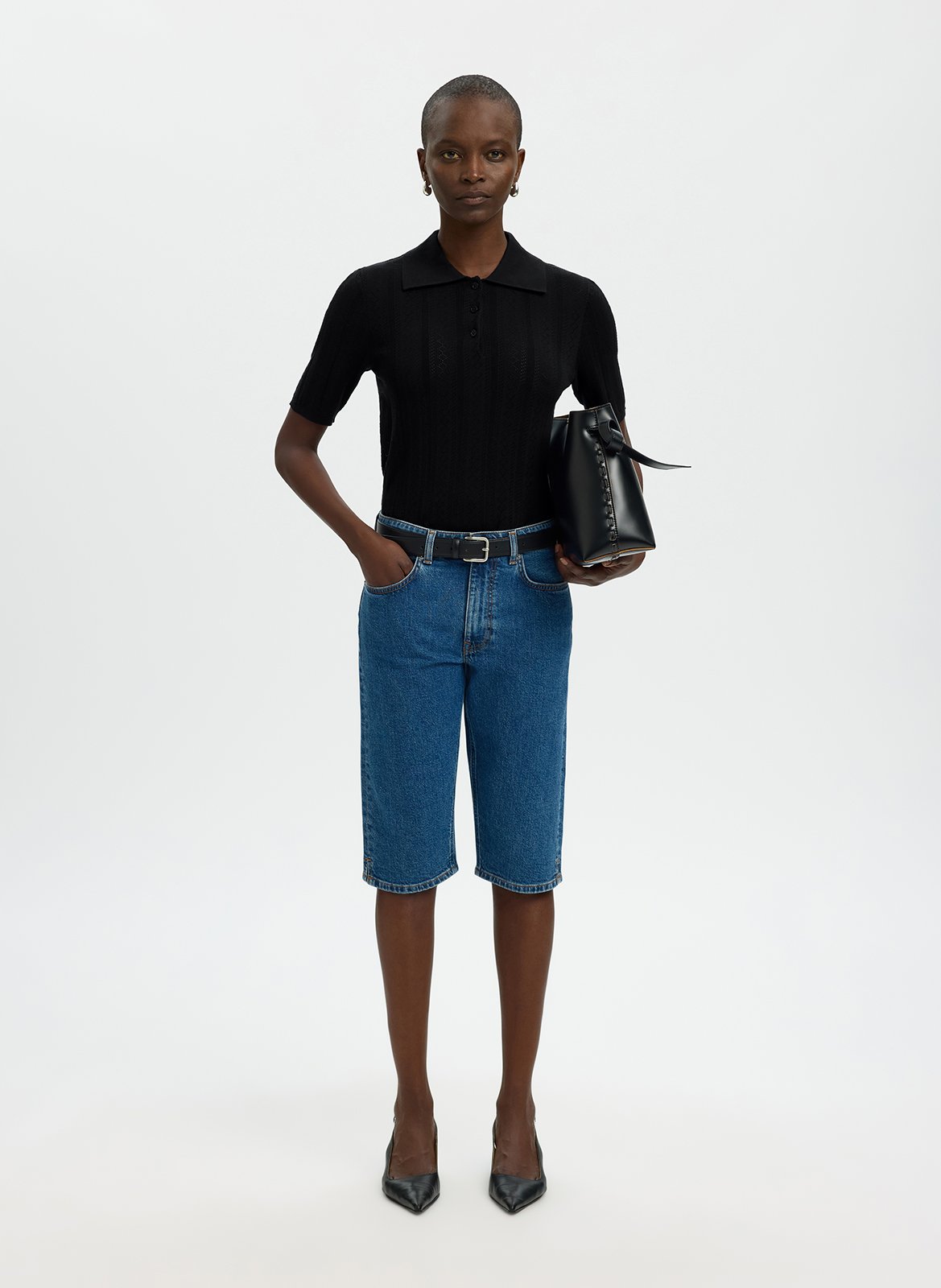 Gerade geschnittenes Poloshirt aus Bio-Baumwolle SELECTED Schwarz