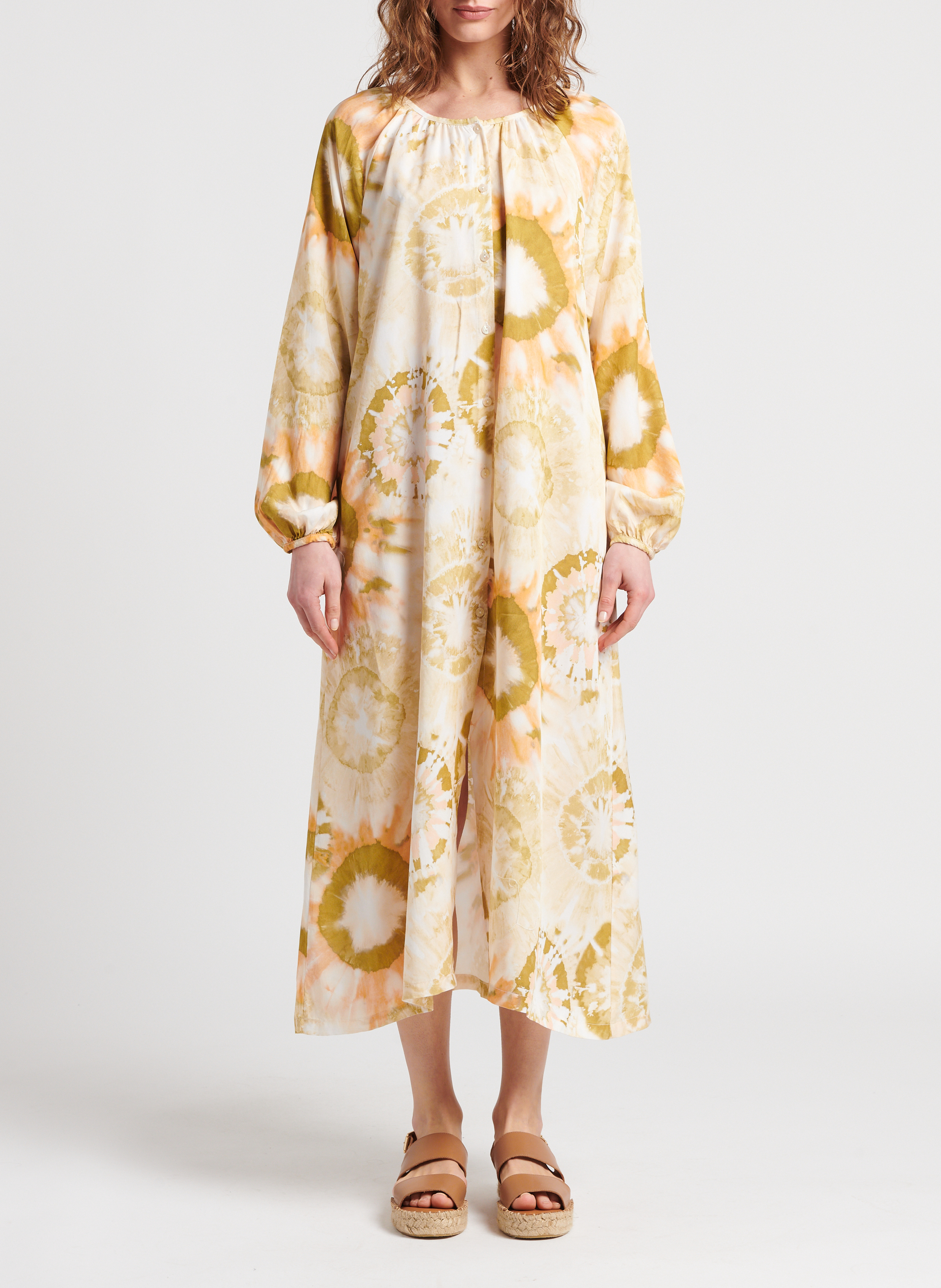 Halflange jurk met ronde hals en print THE NEW SOCIETY Veelkleurig