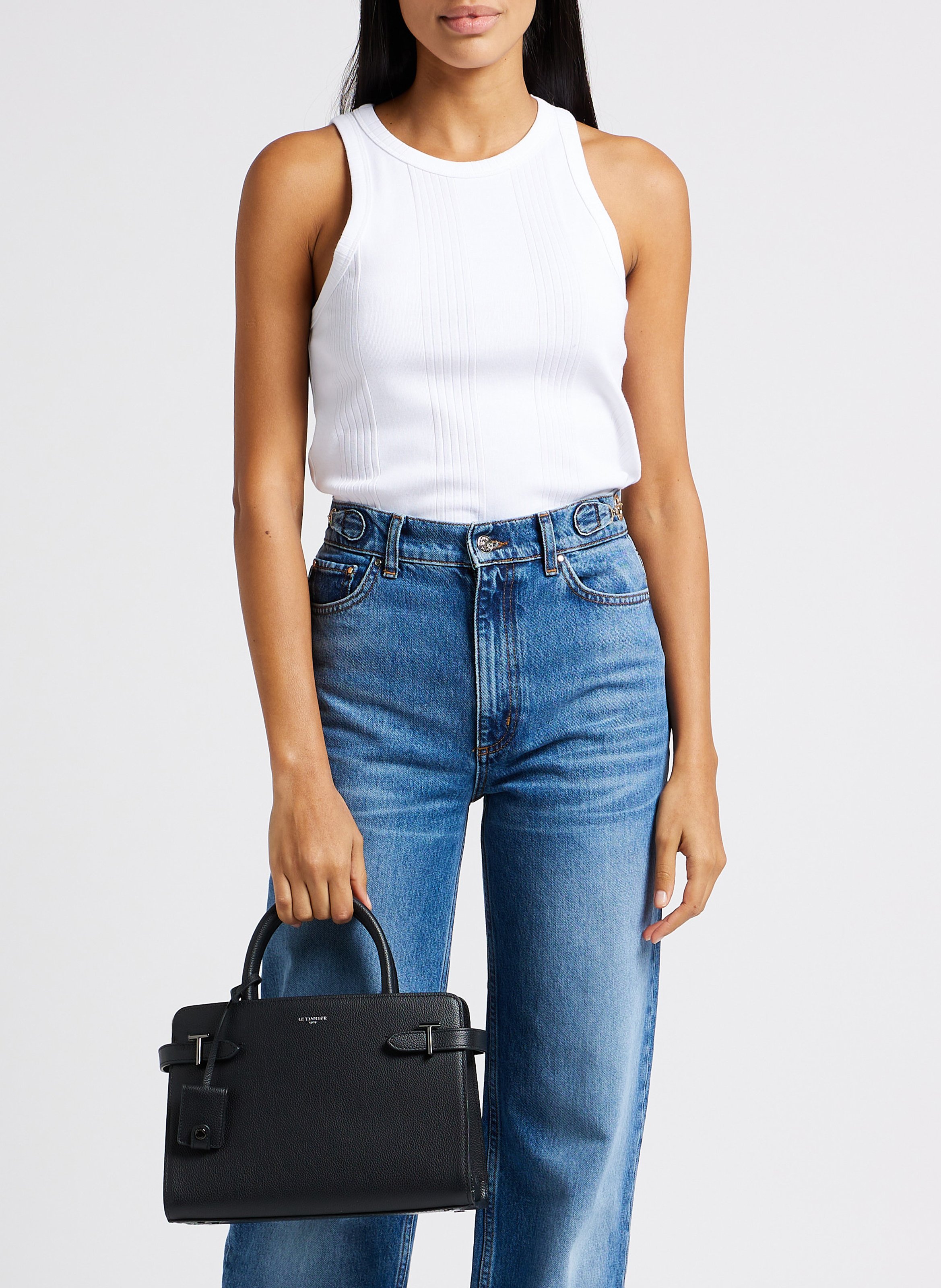 Grained leather handbag LE TANNEUR Black