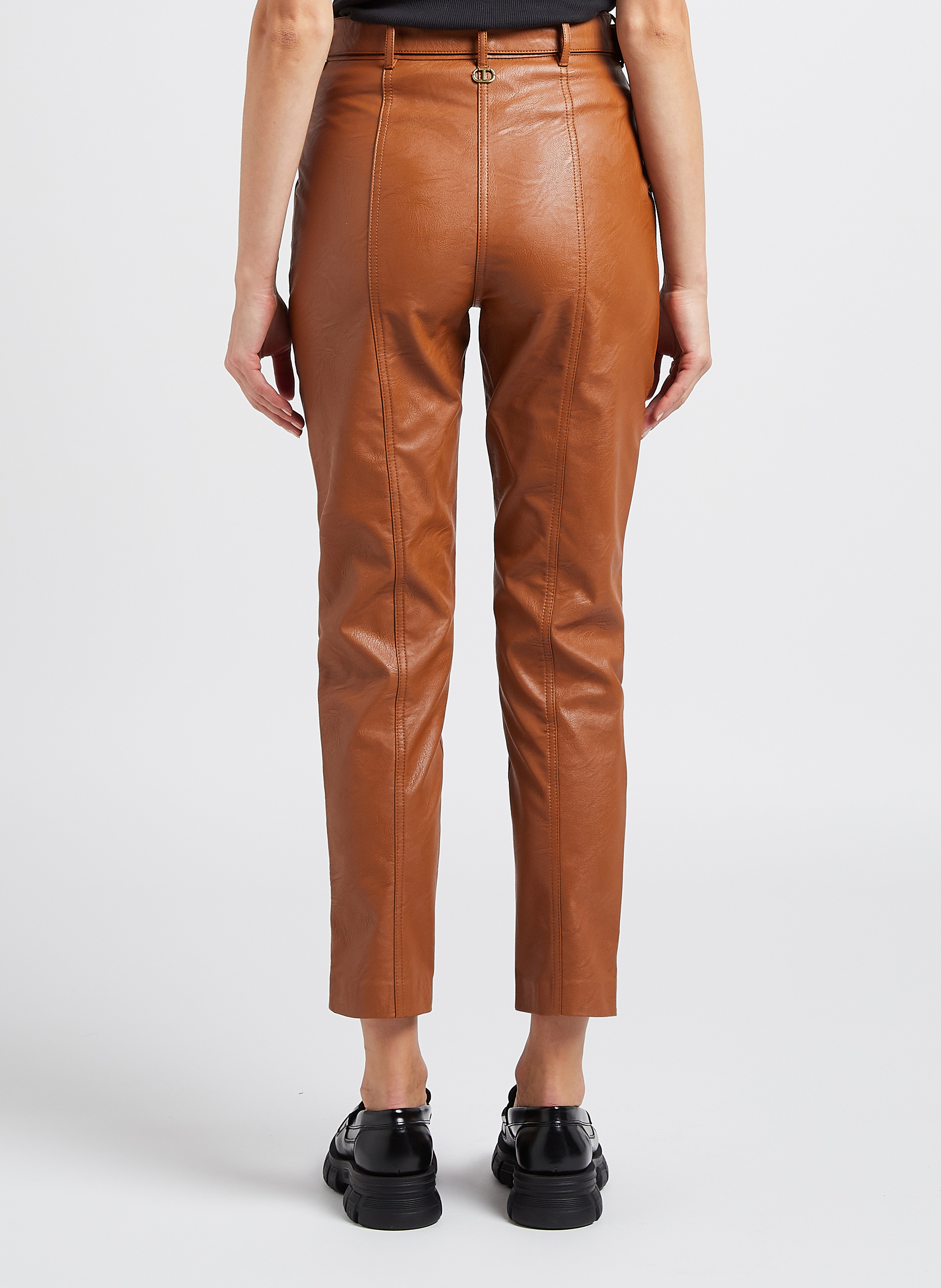 Slim-fit high-waisted trousers TWINSET Brown